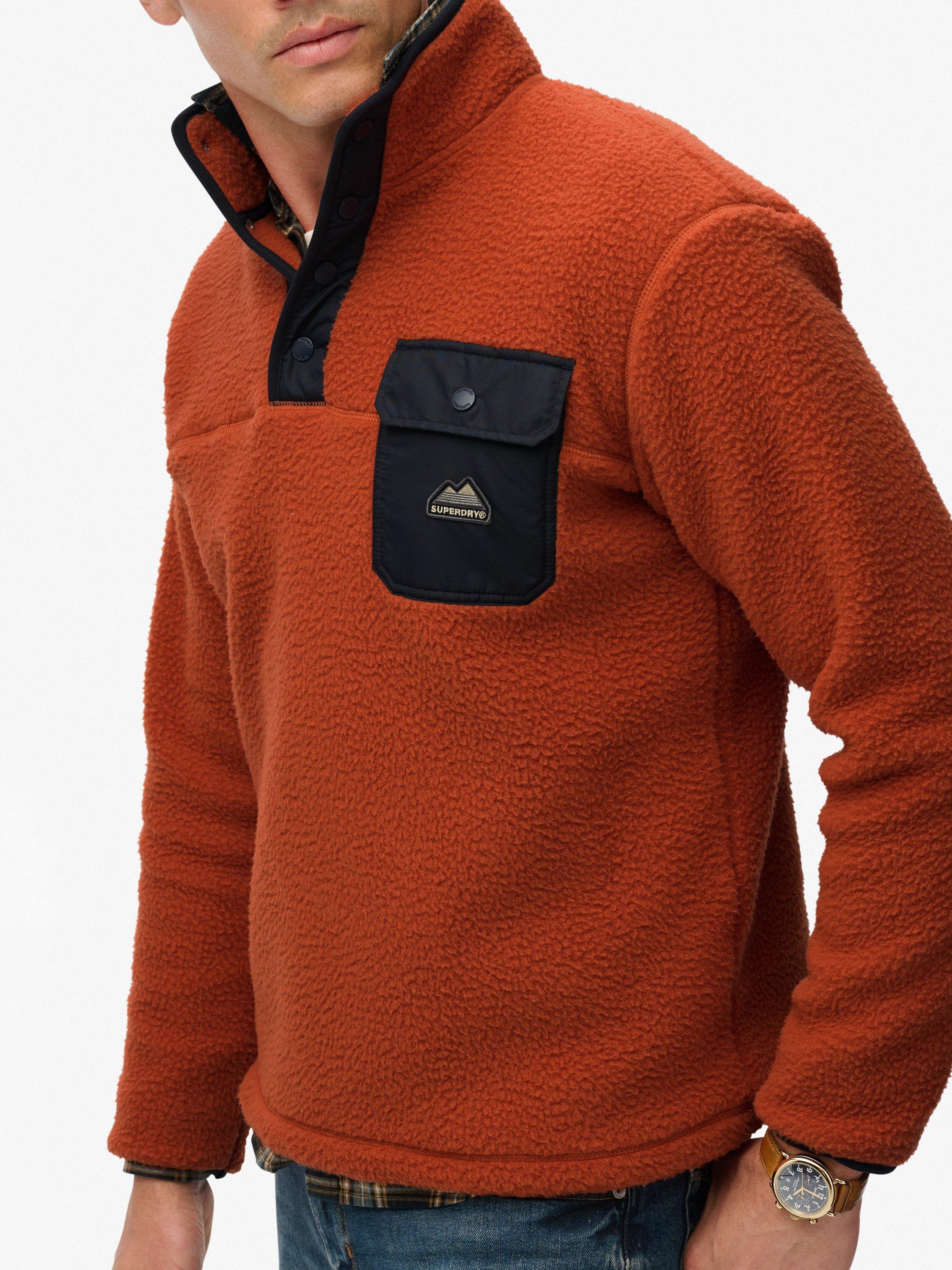 Product image 4 of 6, which shows Superdry Fuji Fleece Half Popper Jumper, Mango Orange, S