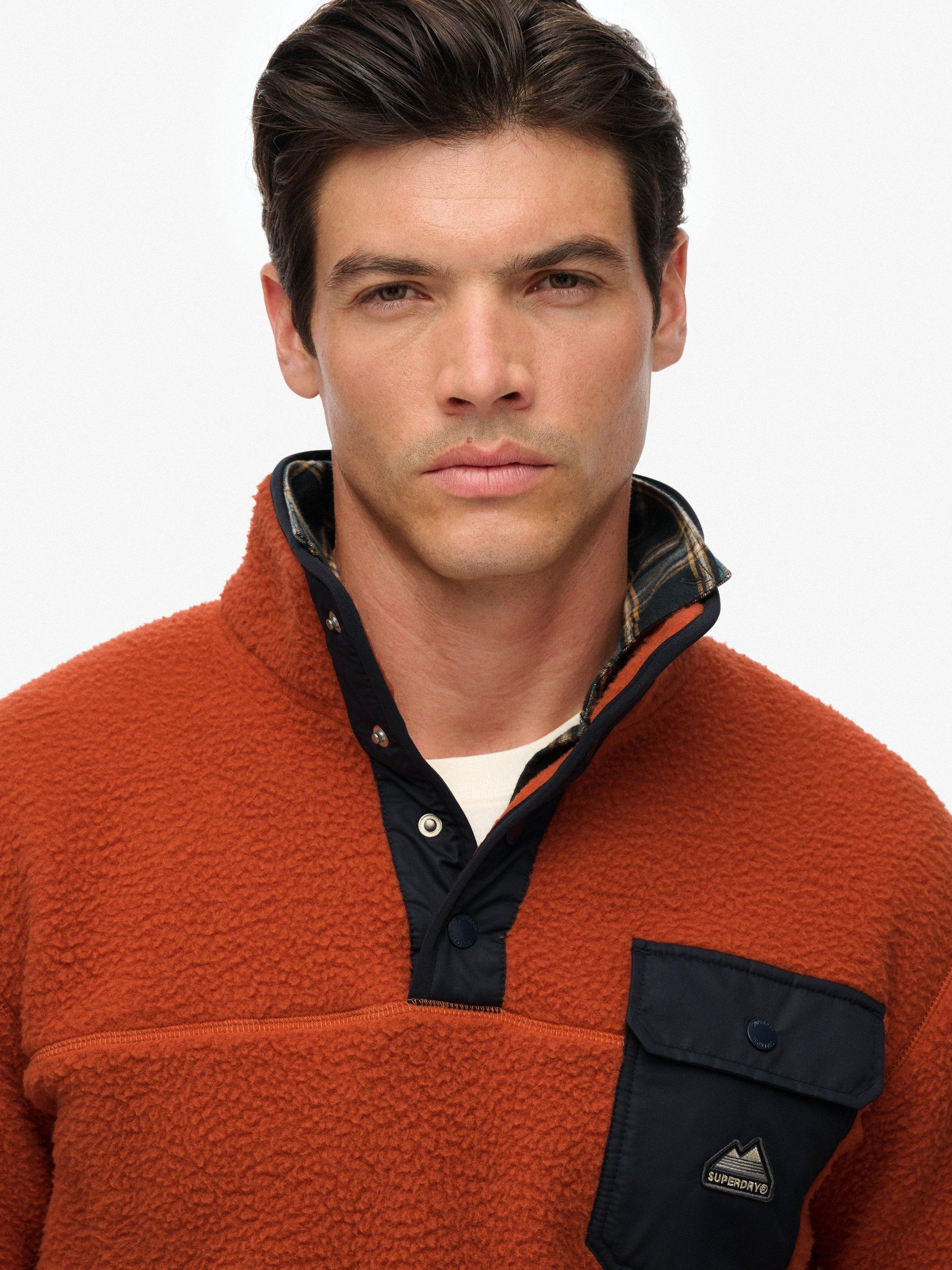 Product image 5 of 6, which shows Superdry Fuji Fleece Half Popper Jumper, Mango Orange, S