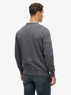 Superdry Heritage Tab Loose Crew Sweatshirt, Stormy Weather Blue - view 2, Stormy Weather Blue