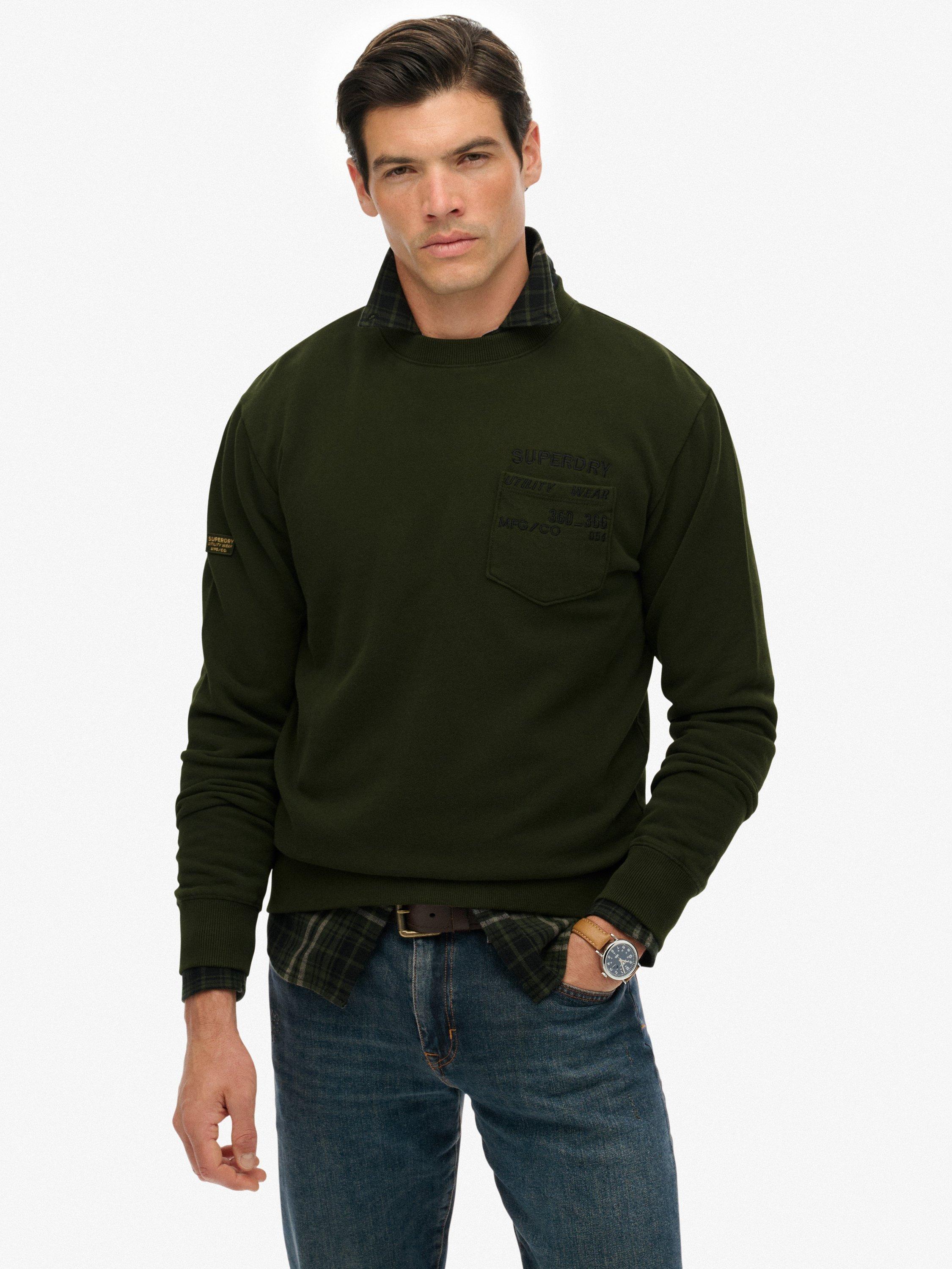 Product image 1 of 6, which shows Superdry Utility Loose Sweatshirt, Olive Green, XL