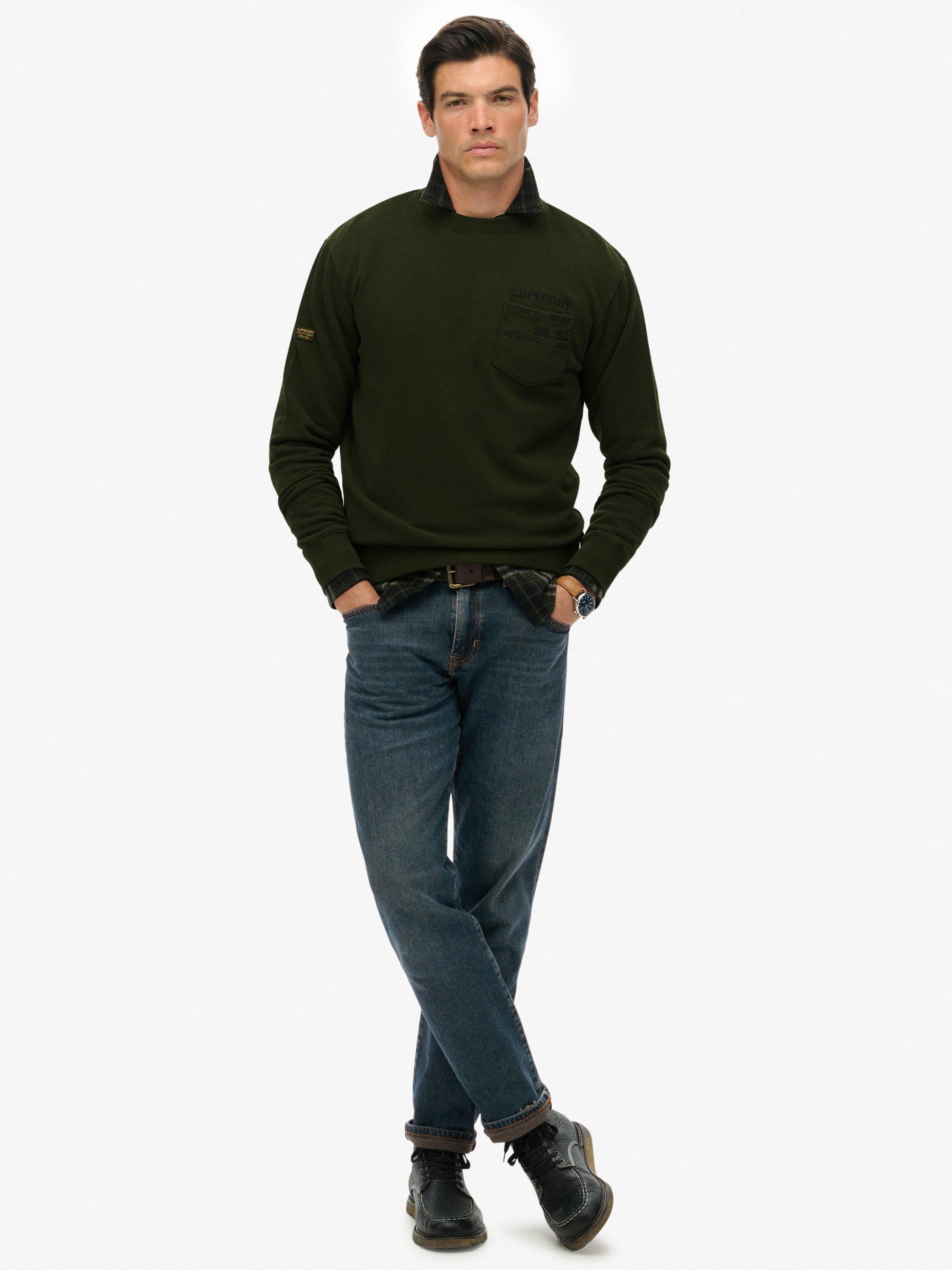 Product image 3 of 6, which shows Superdry Utility Loose Sweatshirt, Olive Green, XL