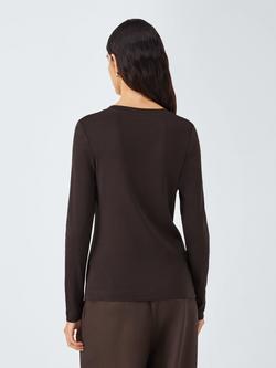 John Lewis Organic Cotton Long Sleeve Crew Neck T-Shirt - view 2, Chocolate