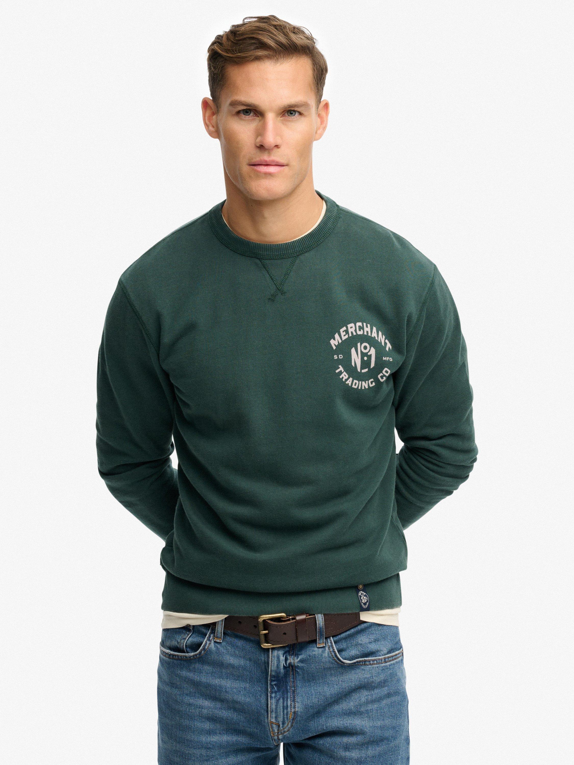 Product image 1 of 5, which shows Superdry Cotton Graphic Sweatshirt, Enamel Green, XL