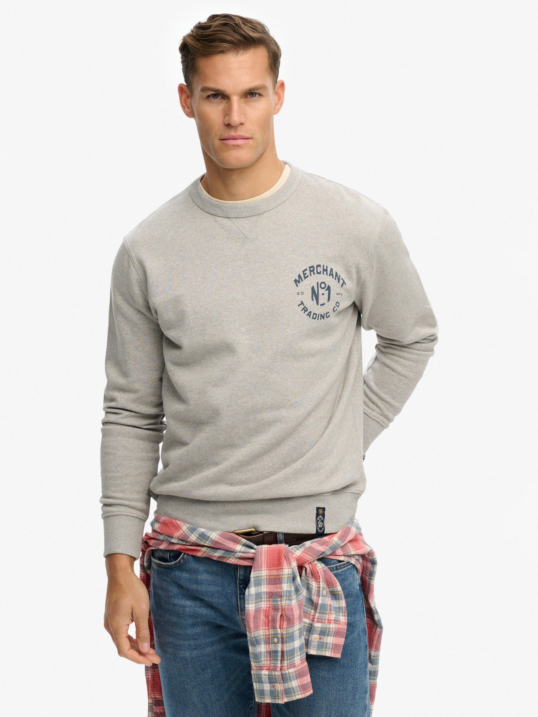 Product image 1 of 5, which shows Superdry Cotton Graphic Sweatshirt, Light Grey Marl, XXL