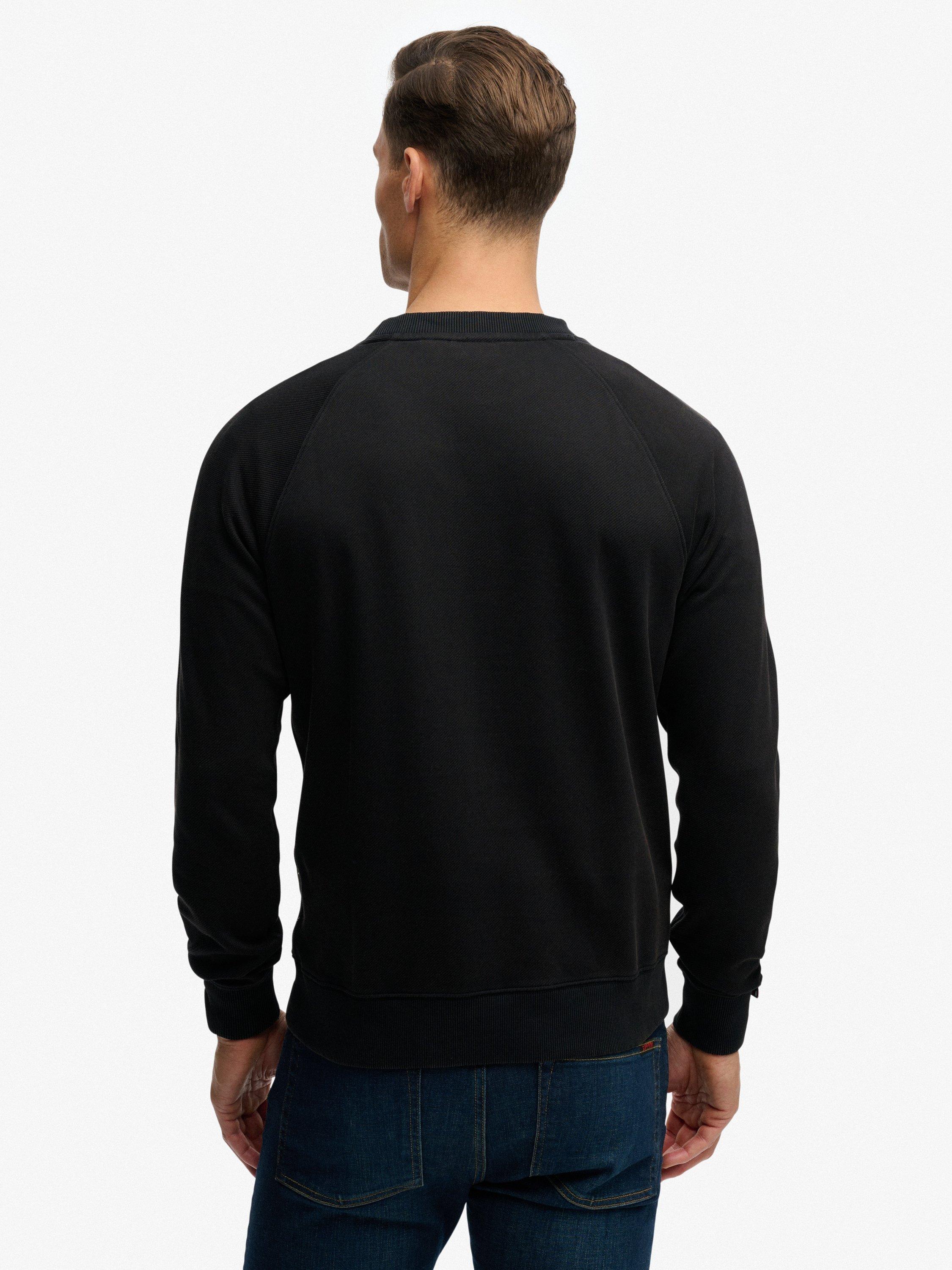 Product image 2 of 6, which shows Superdry Essential Logo Raglan Crew Sweatshirt, Black, L