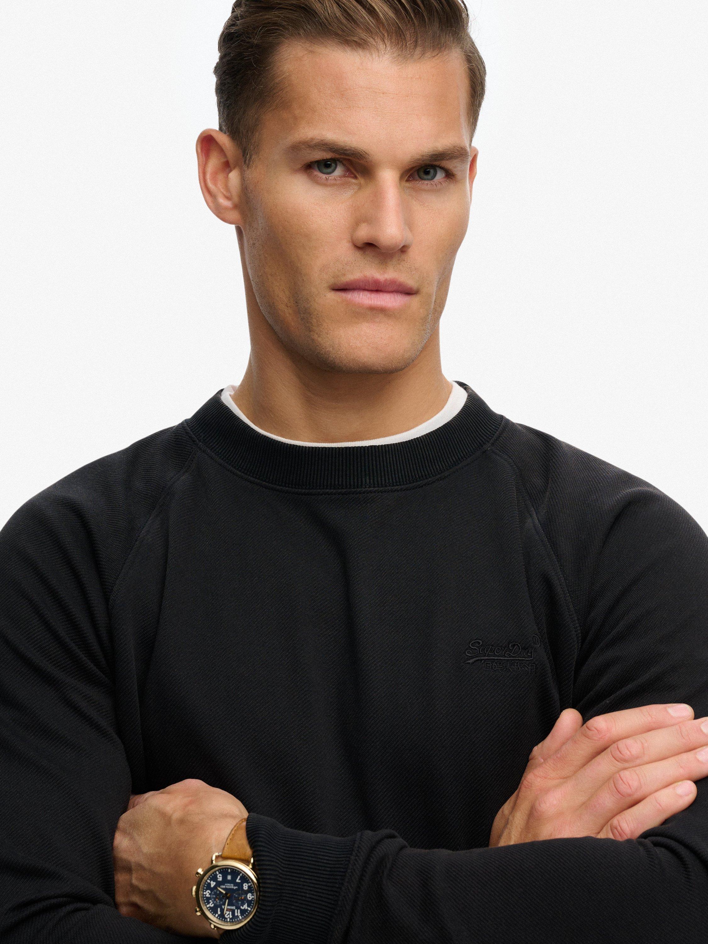 Product image 5 of 6, which shows Superdry Essential Logo Raglan Crew Sweatshirt, Black, L