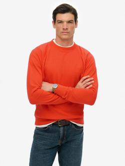 Superdry Essential Logo Crew Neck Raglan Sleeve Cotton Blend Jumper, Bold Orange, Bold Orange