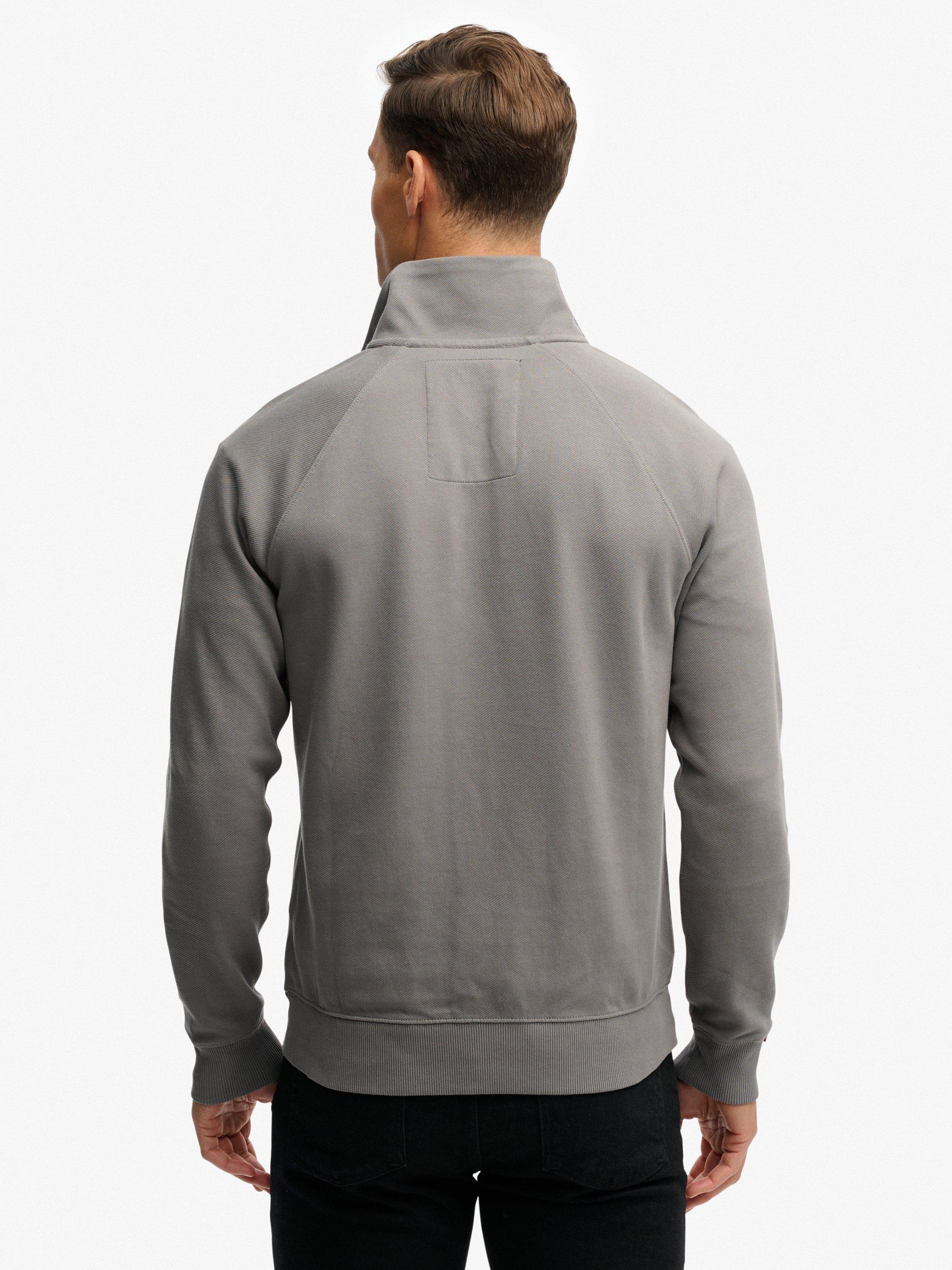 Product image 2 of 5, which shows Superdry Essential Logo Raglan Henley Jumper, Manor House Grey, XXL