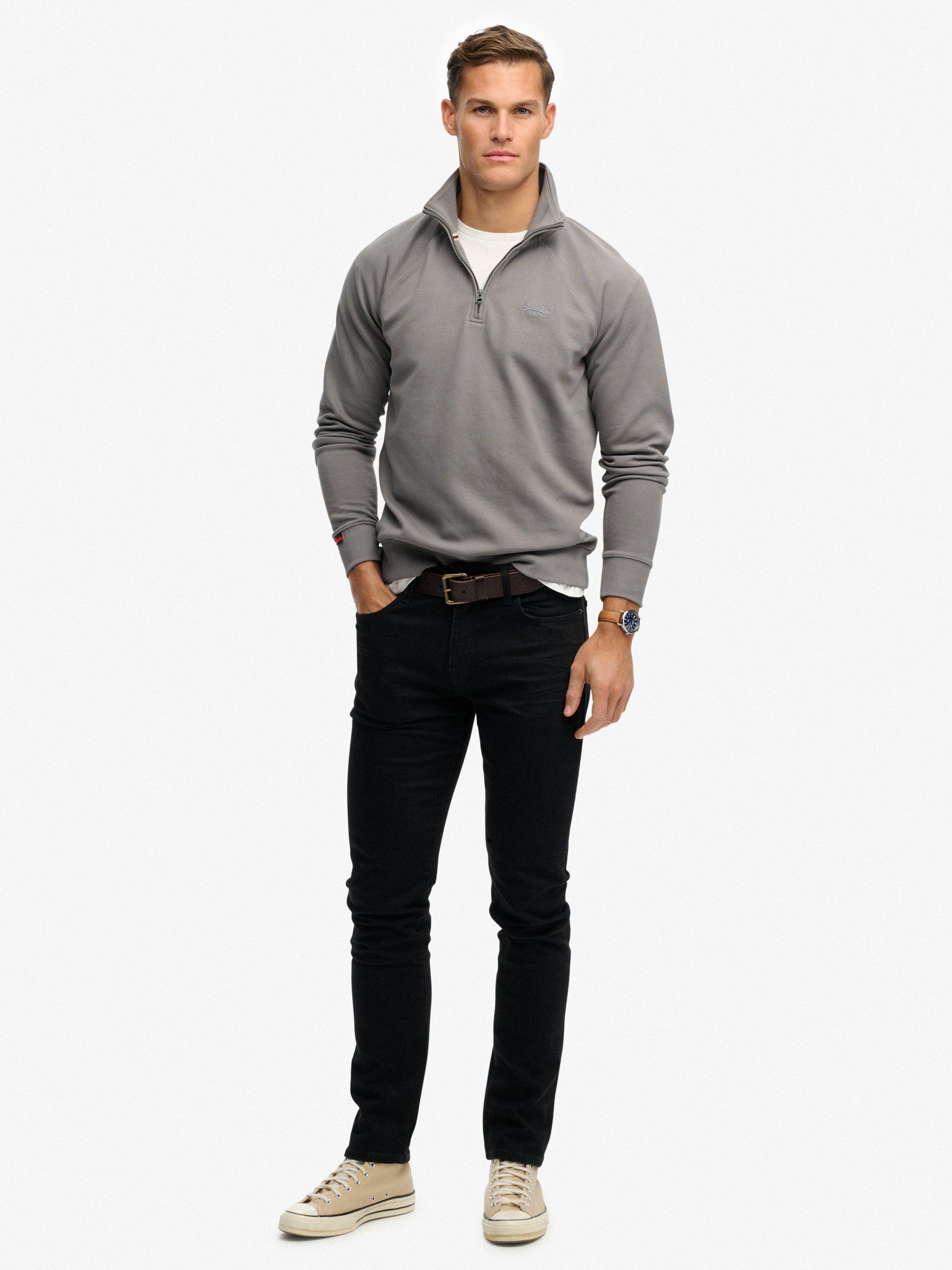 Product image 3 of 5, which shows Superdry Essential Logo Raglan Henley Jumper, Manor House Grey, XXL