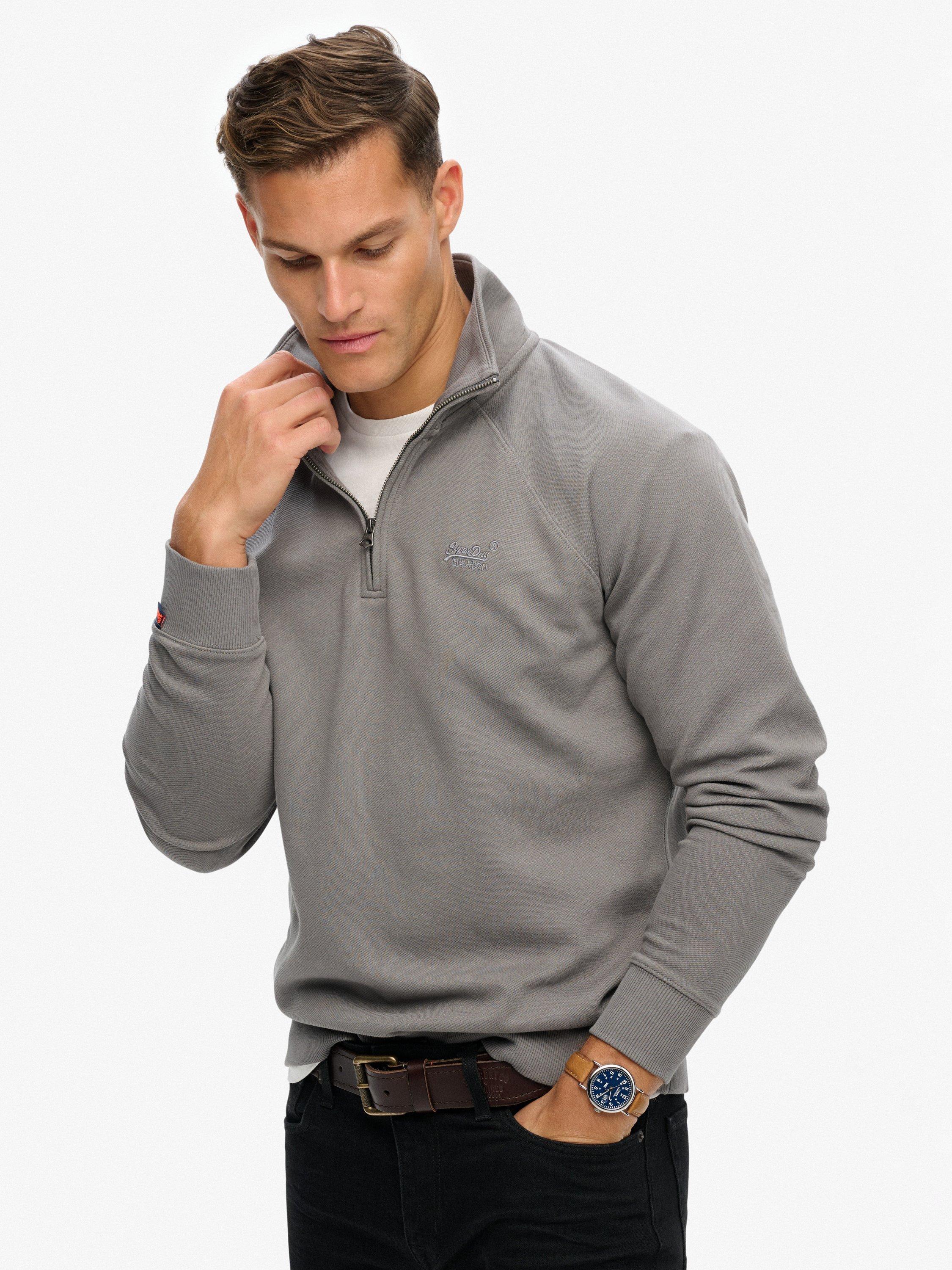 Product image 4 of 5, which shows Superdry Essential Logo Raglan Henley Jumper, Manor House Grey, XXL