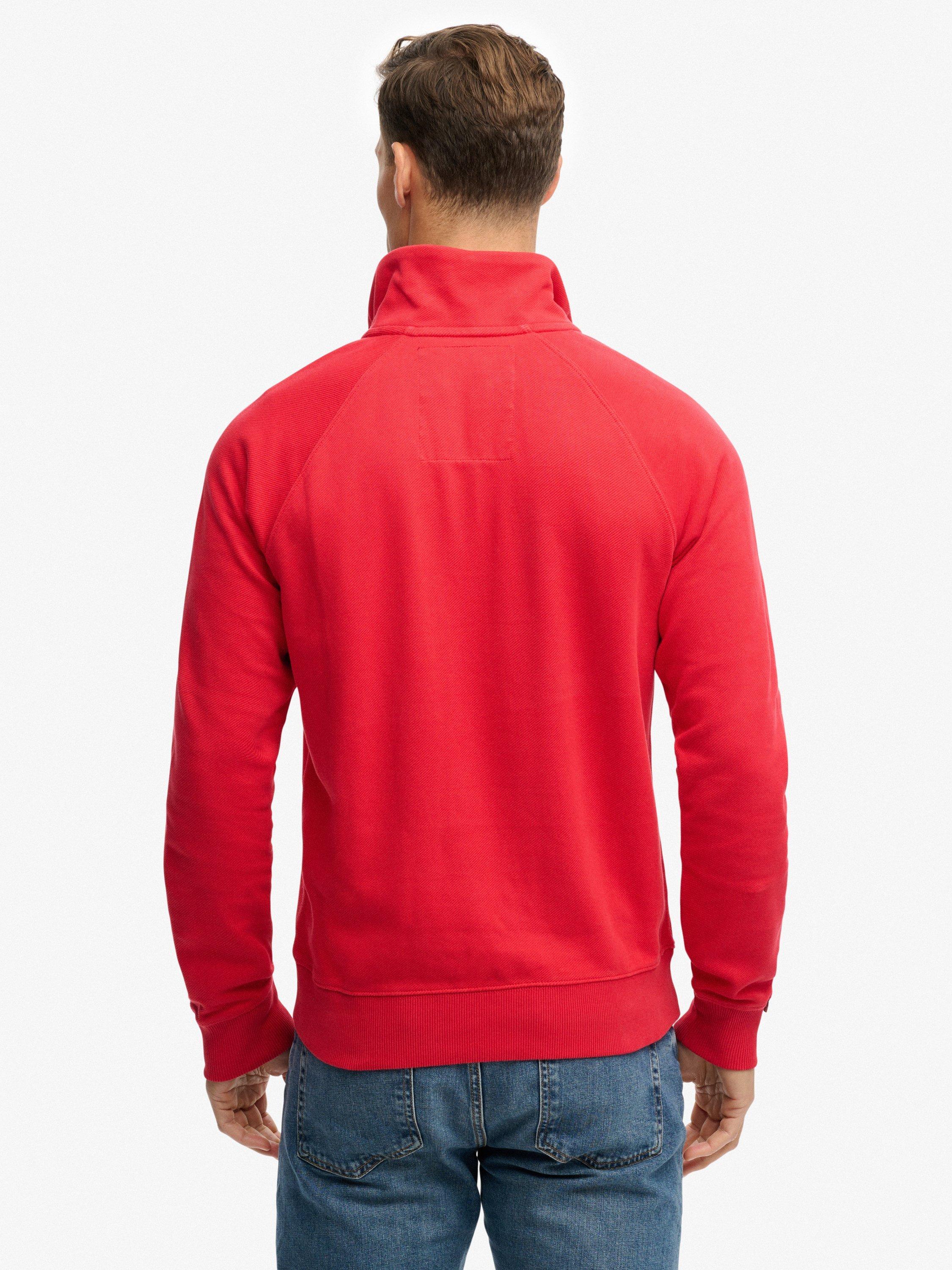 Product image 2 of 5, which shows Superdry Essential Logo Raglan Henley Jumper, Indiana Red, S