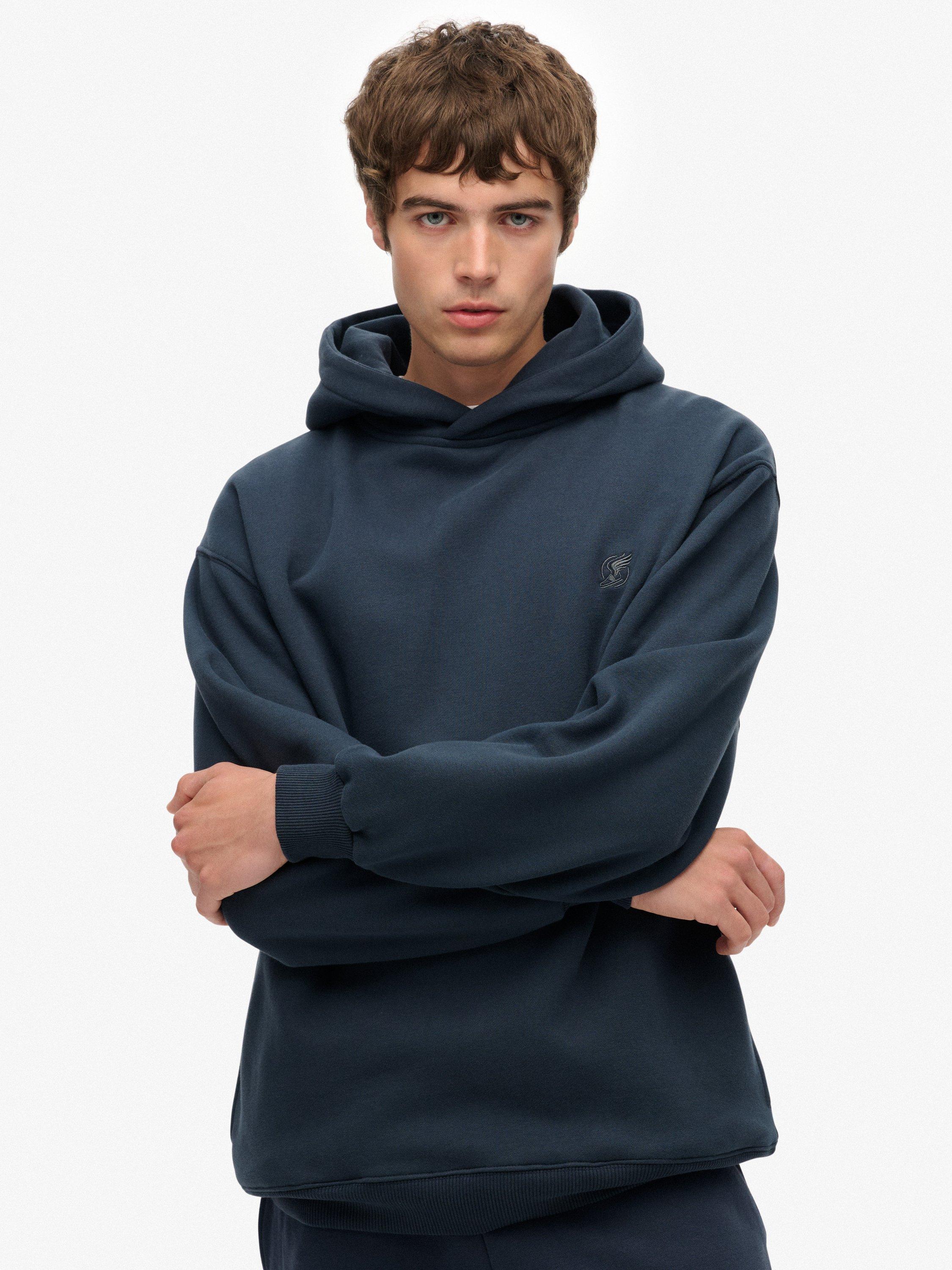 Product image 1 of 6, which shows Superdry Blank Oversized Hoodie, Blueberry Navy, S