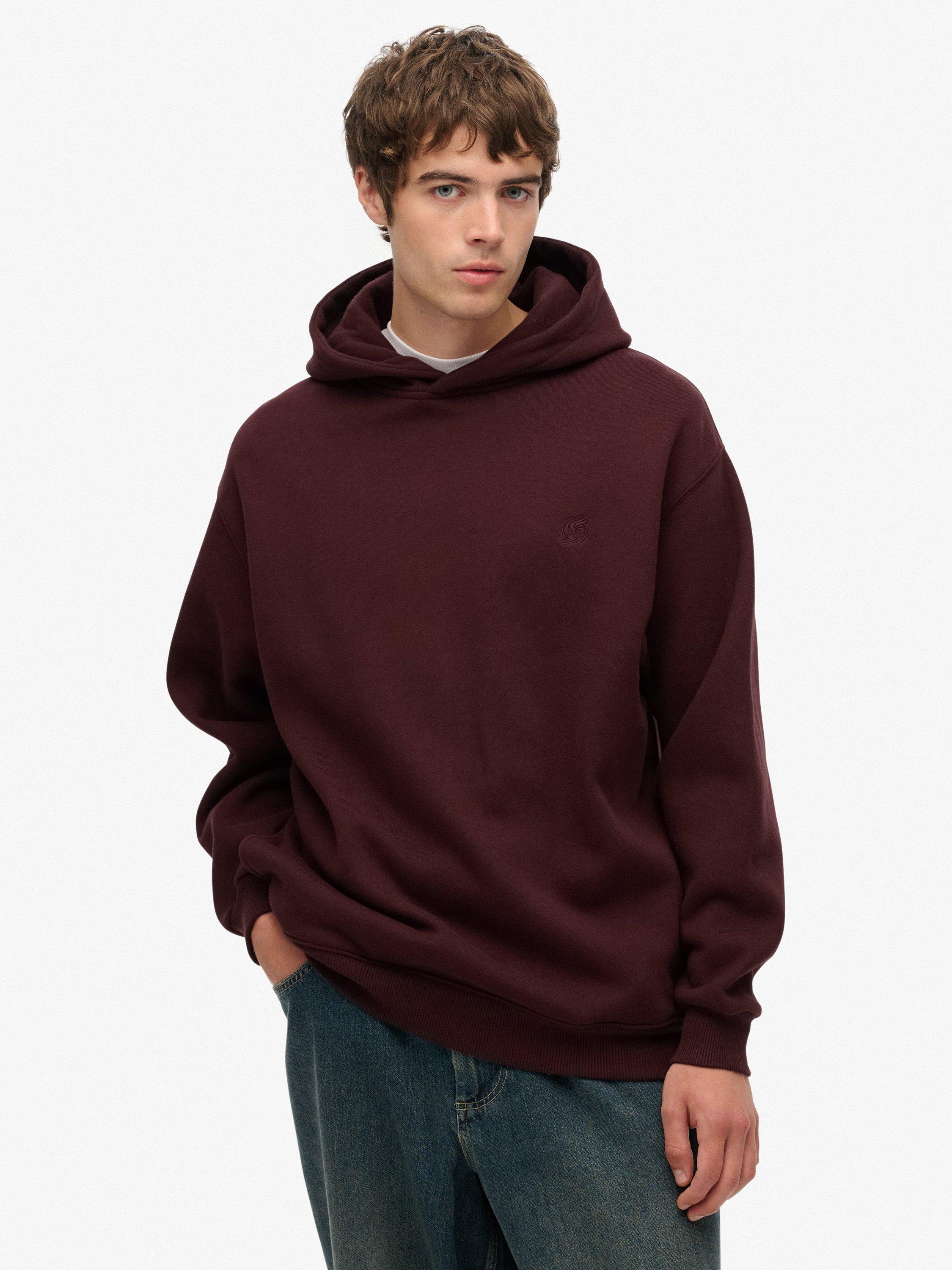 Product image 1 of 6, which shows Superdry Blank Oversized Hoodie, Rich Deep Burgundy, S