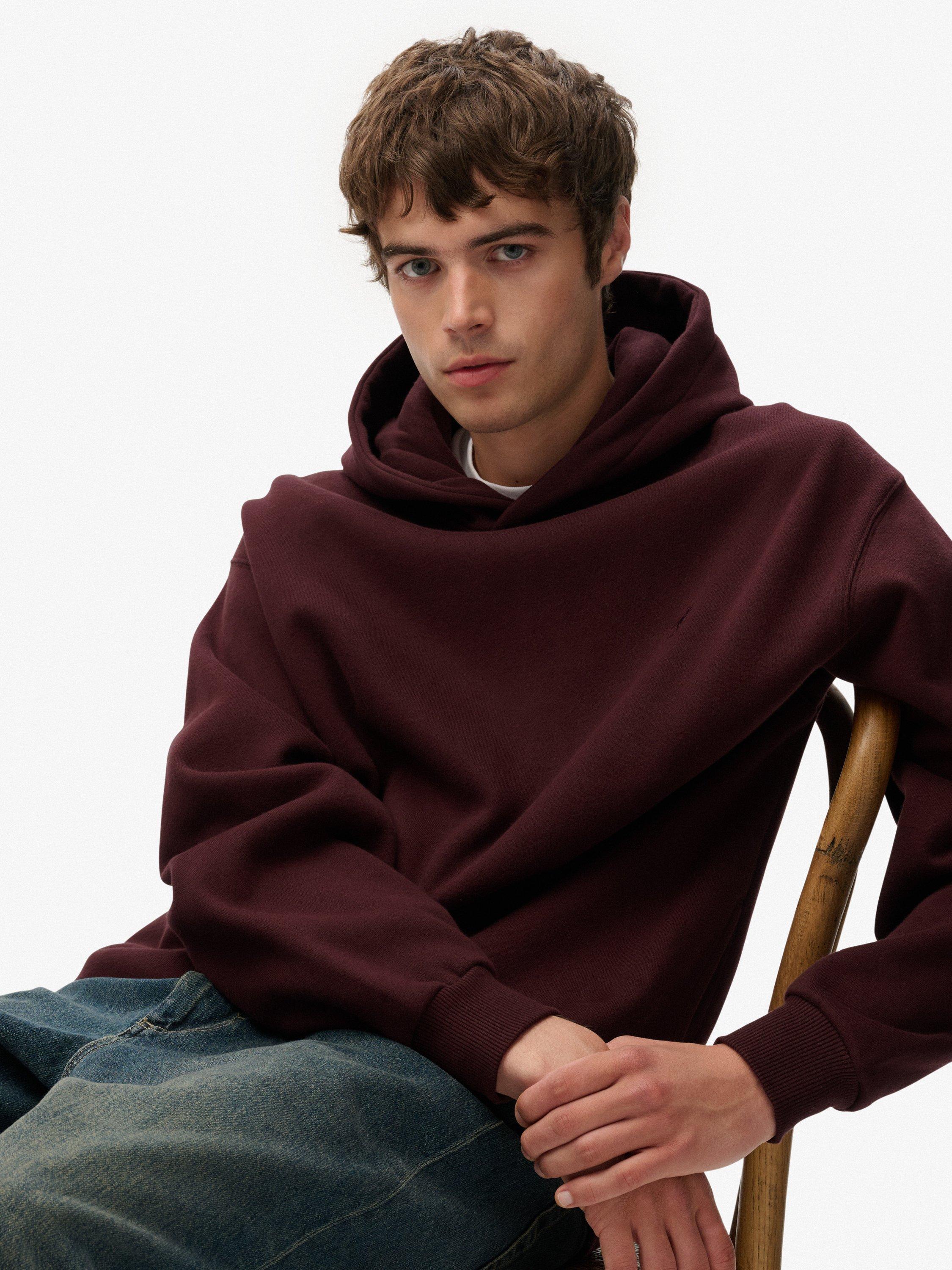 Product image 4 of 6, which shows Superdry Blank Oversized Hoodie, Rich Deep Burgundy, S