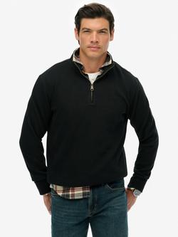 Superdry Rib Half Zip Jumper, Jet Black