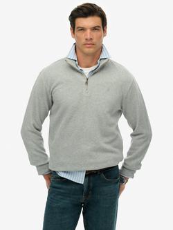 Superdry Rib Half Zip Jumper, Light Grey Marl