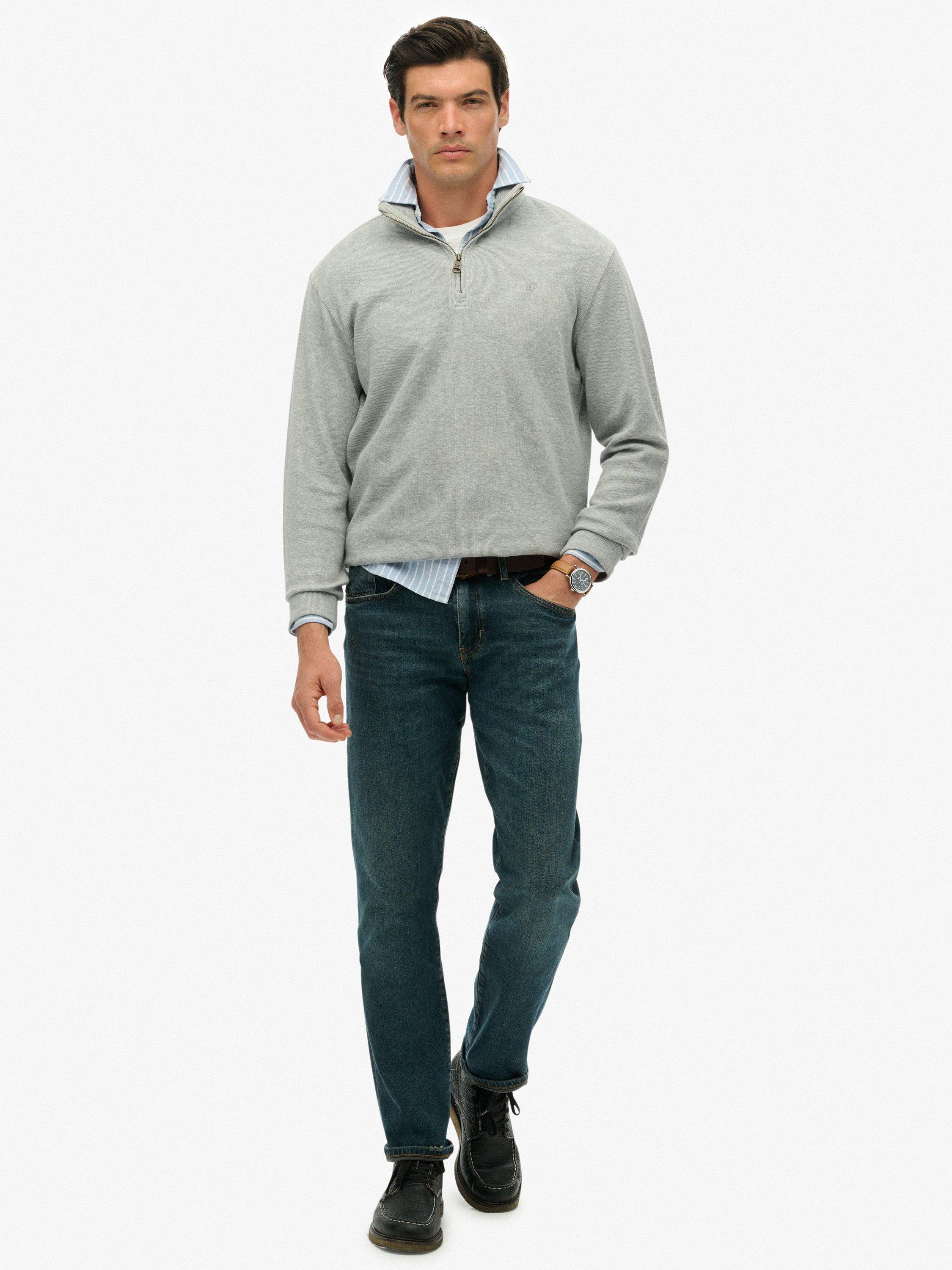 Product image 3 of 6, which shows Superdry Rib Half Zip Jumper, Light Grey Marl, S