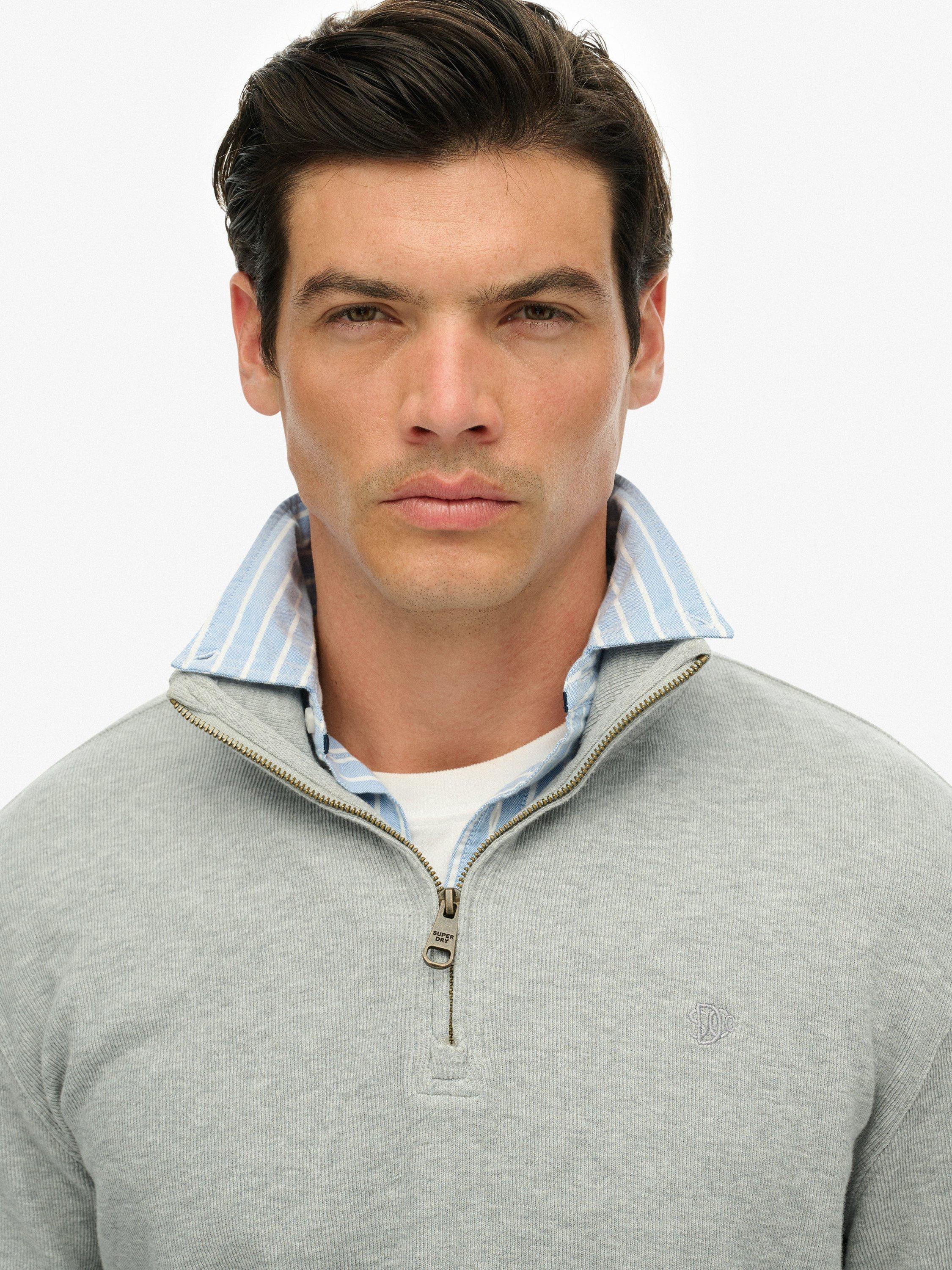 Product image 5 of 6, which shows Superdry Rib Half Zip Jumper, Light Grey Marl, S