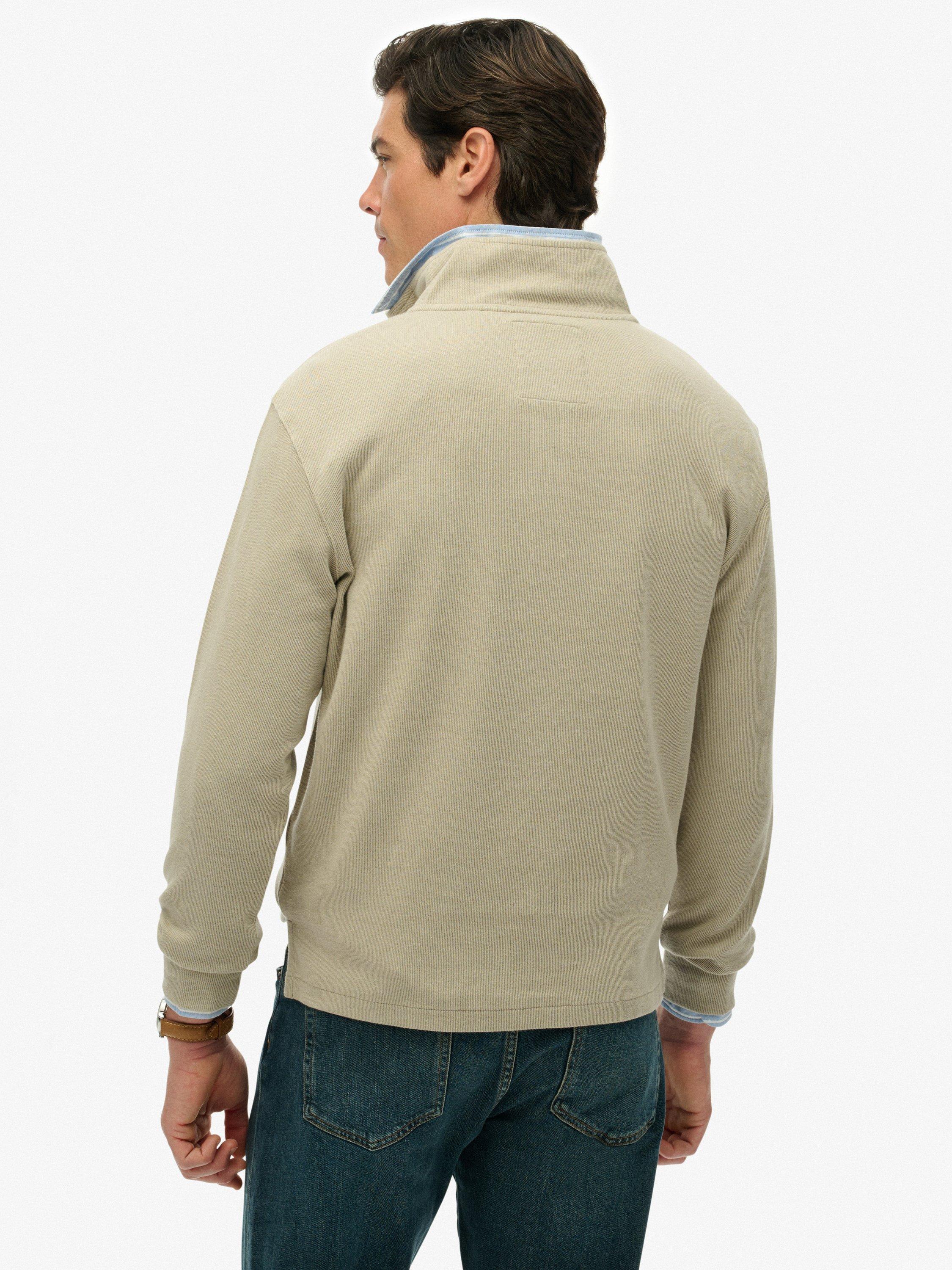Product image 2 of 5, which shows Superdry Rib Half Zip Jumper, Vintage Khaki, S