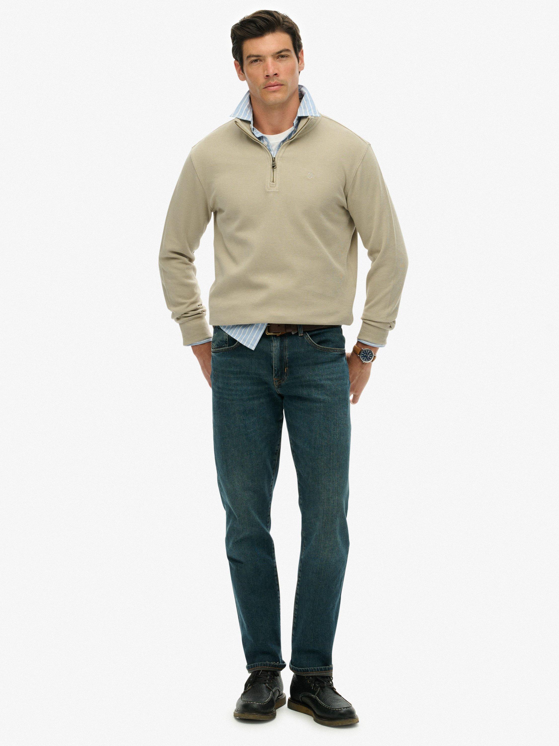 Product image 3 of 5, which shows Superdry Rib Half Zip Jumper, Vintage Khaki, S