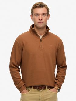 Superdry Rib Half Zip Jumper, Chipmunk Brown