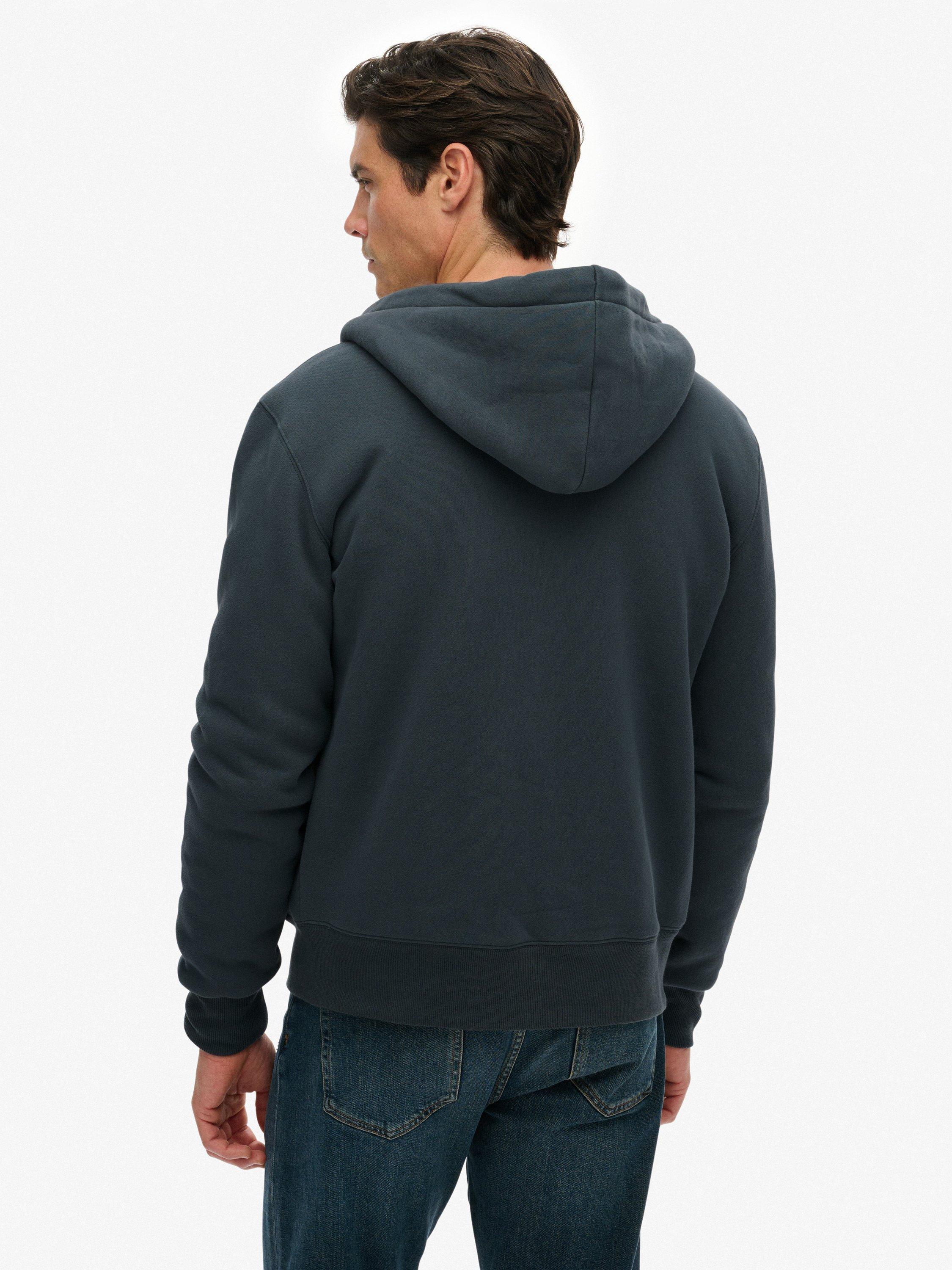 Product image 2 of 6, which shows Superdry Zip Front Cotton Blend Hoodie, Dark Graphite Grey, XXL