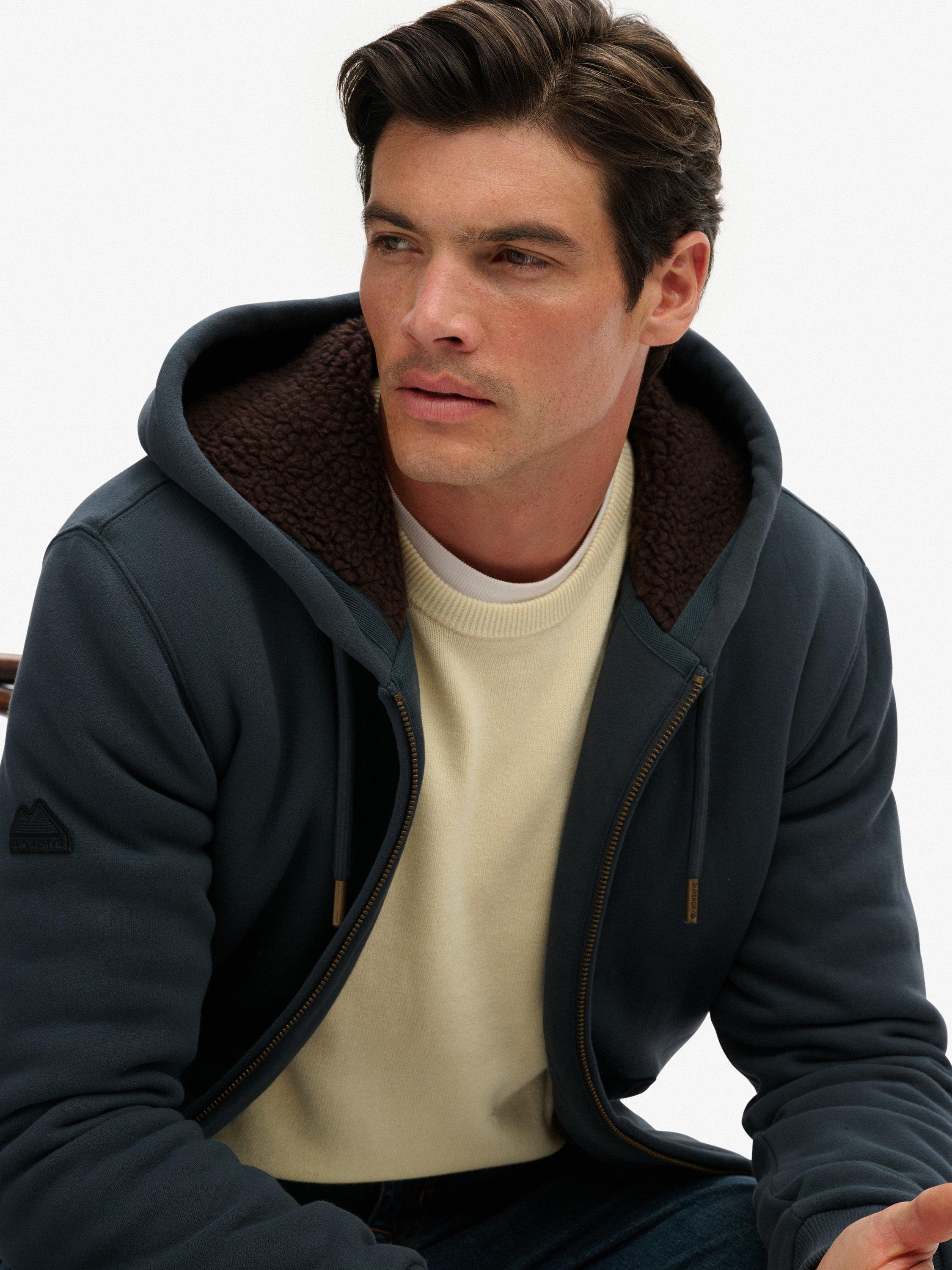 Product image 4 of 6, which shows Superdry Zip Front Cotton Blend Hoodie, Dark Graphite Grey, XXL