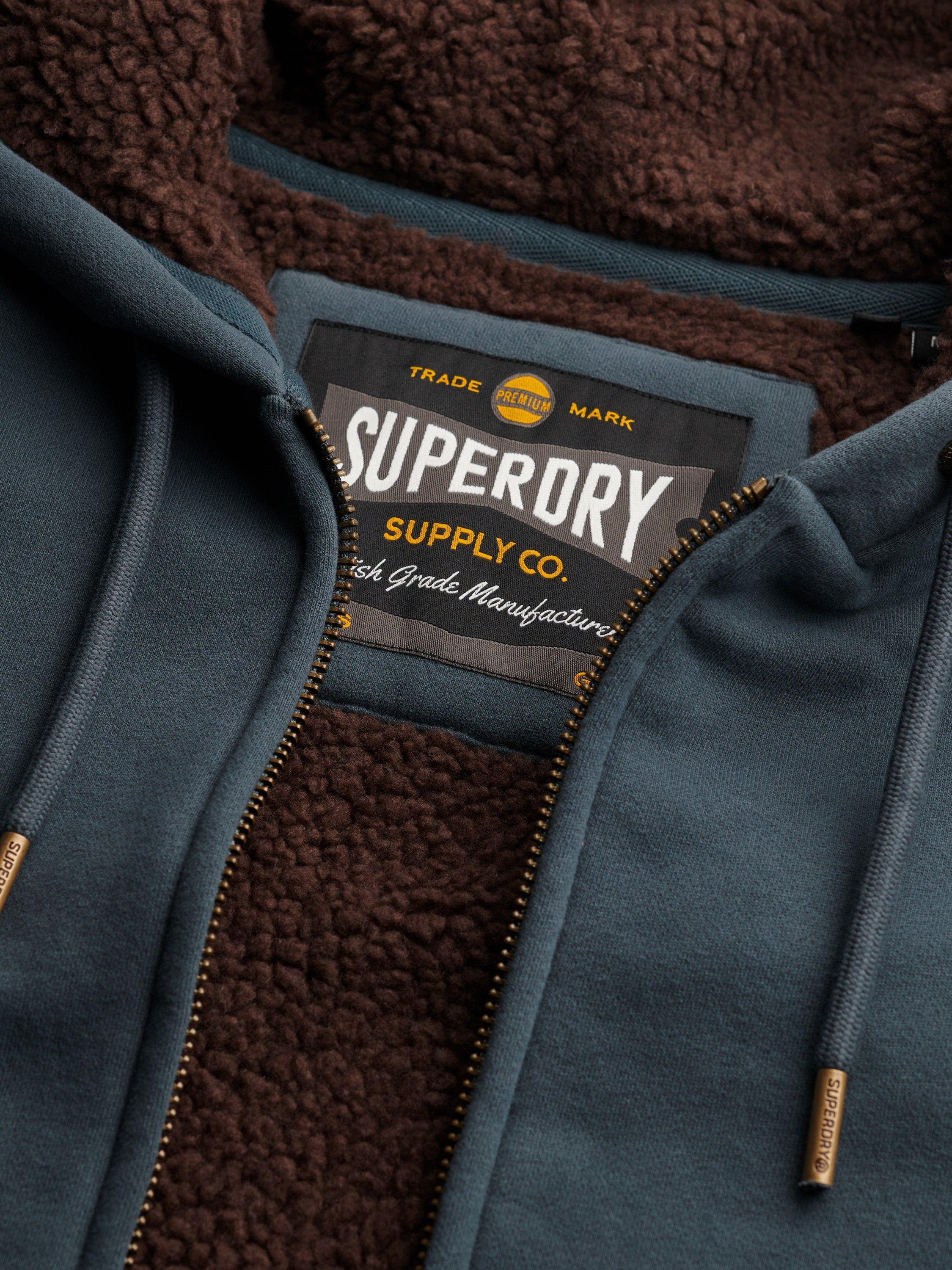 Product image 6 of 6, which shows Superdry Zip Front Cotton Blend Hoodie, Dark Graphite Grey, XXL