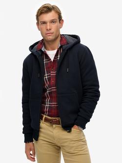 Superdry Borg Lined Zip Hoodie, Eclipse Navy, Eclipse Navy
