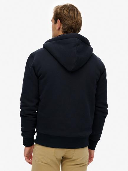 Superdry Borg Lined Zip Hoodie, Eclipse Navy - view 2, Eclipse Navy
