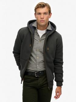 Superdry Borg Lined Zip Hoodie, Washed Black, Washed Black