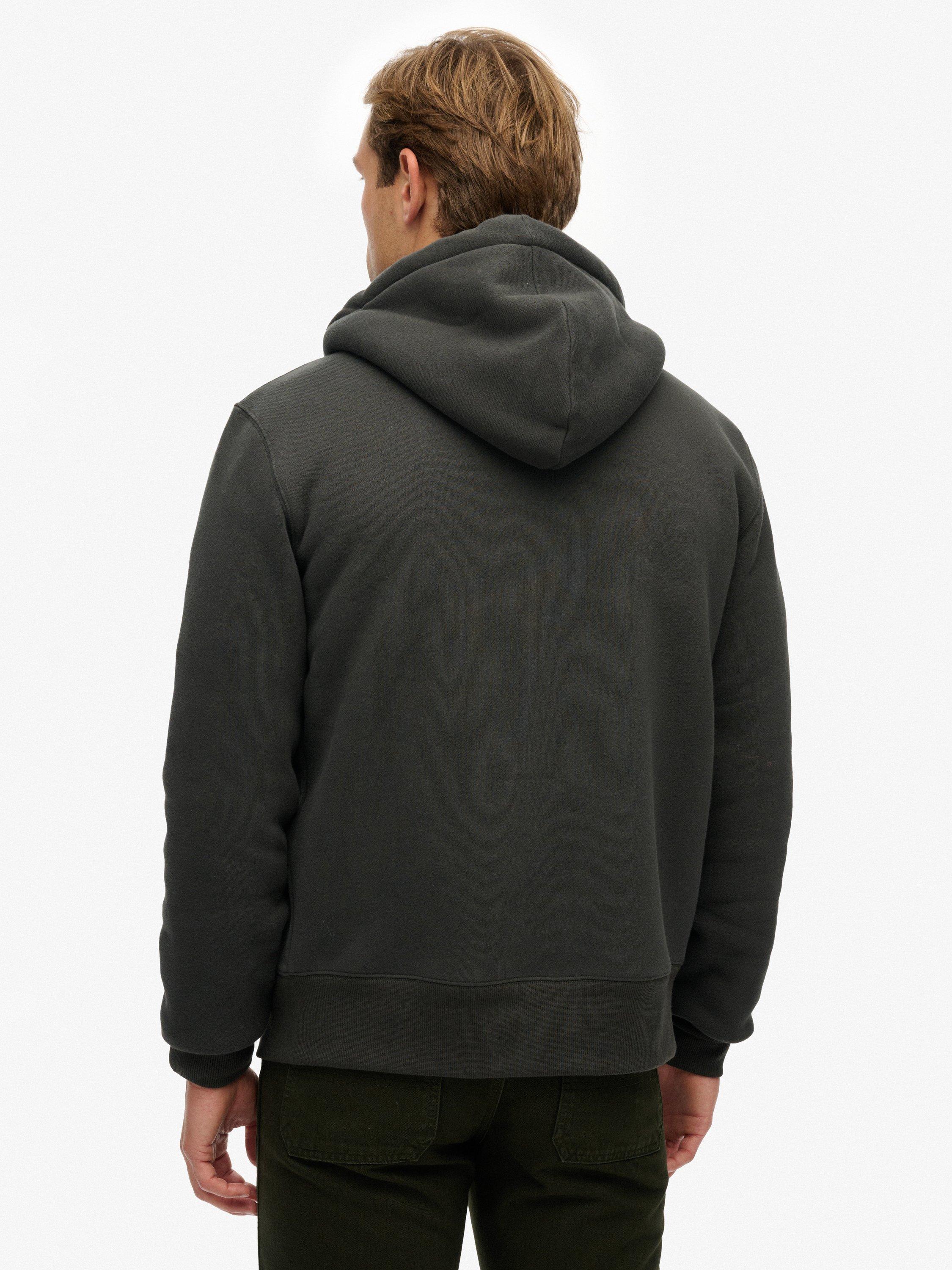 Product image 2 of 5, which shows Superdry Borg Lined Zip Hoodie, Washed Black, M