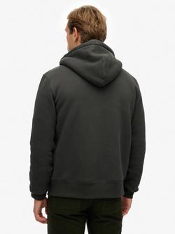 Superdry Borg Lined Zip Hoodie, Washed Black - view 2, Washed Black