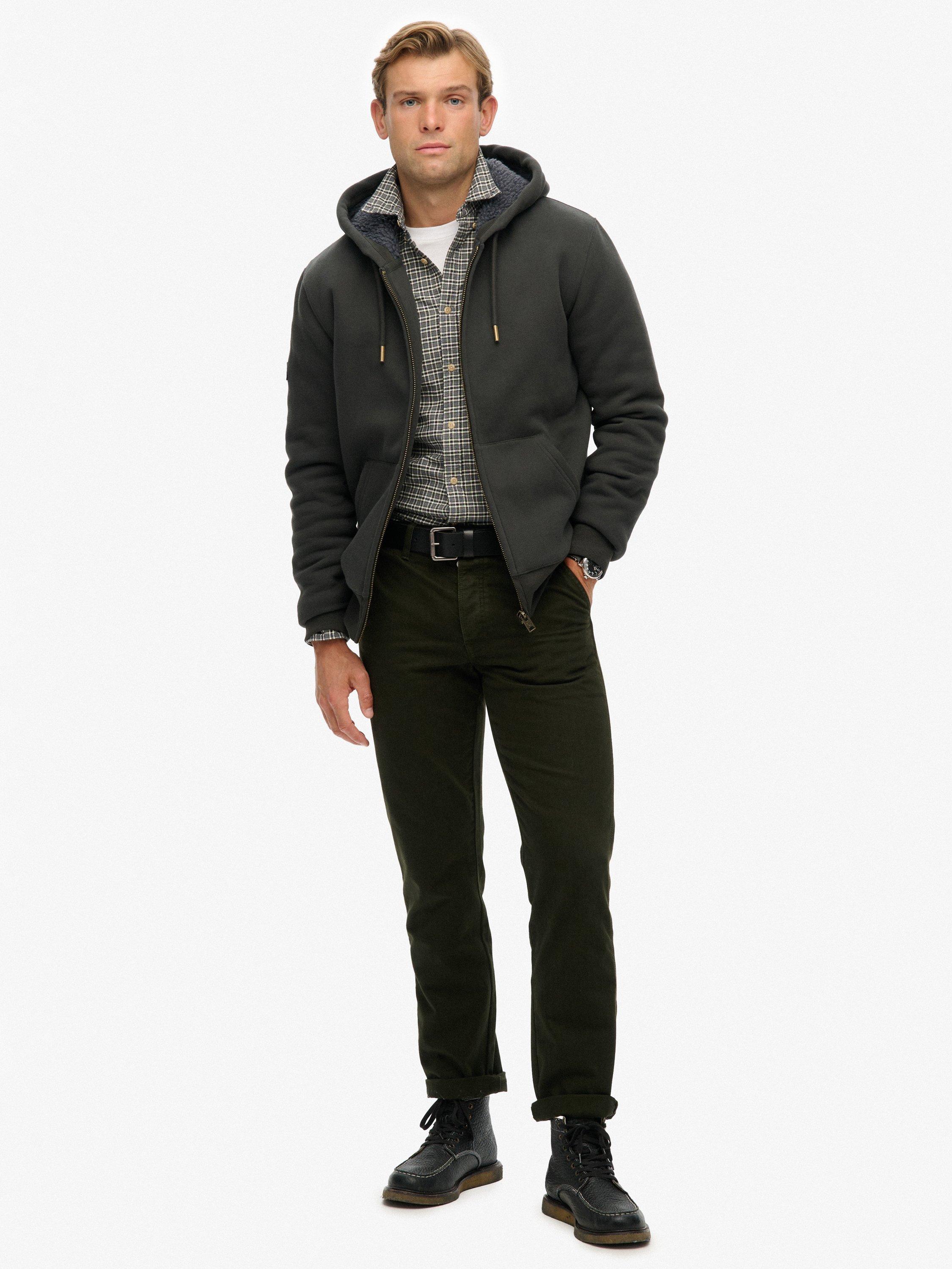 Product image 3 of 5, which shows Superdry Borg Lined Zip Hoodie, Washed Black, M