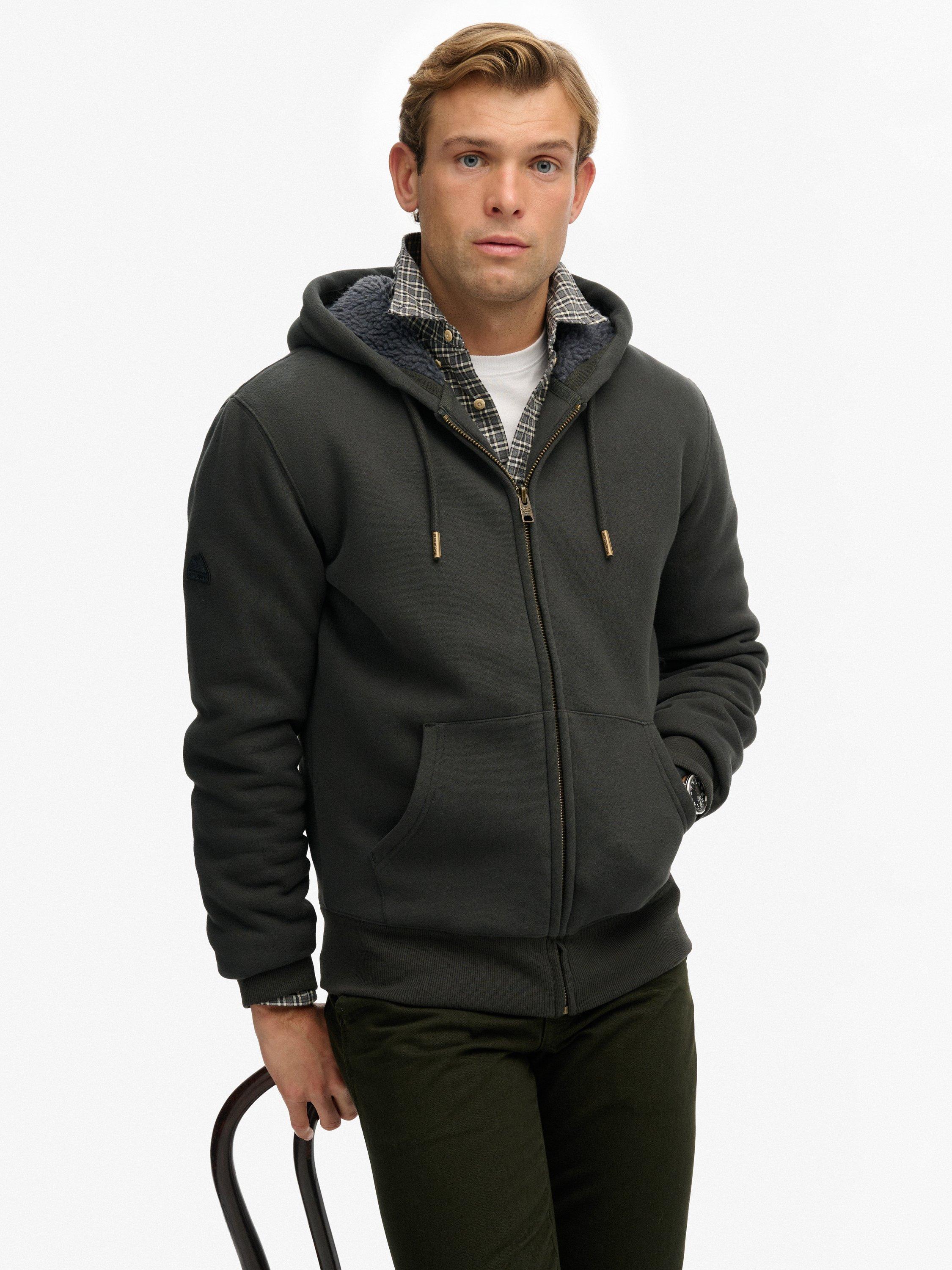 Product image 4 of 5, which shows Superdry Borg Lined Zip Hoodie, Washed Black, M
