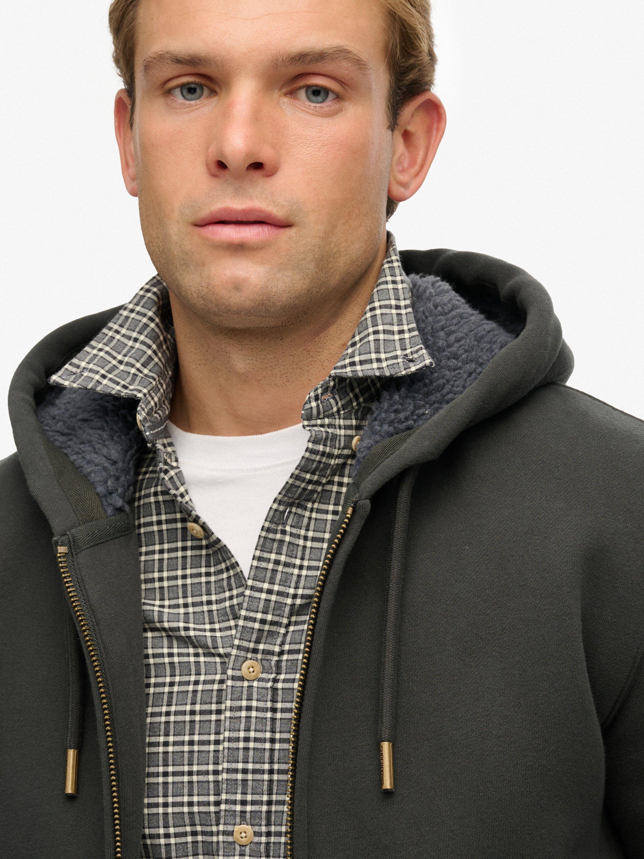 Product image 5 of 5, which shows Superdry Borg Lined Zip Hoodie, Washed Black, M