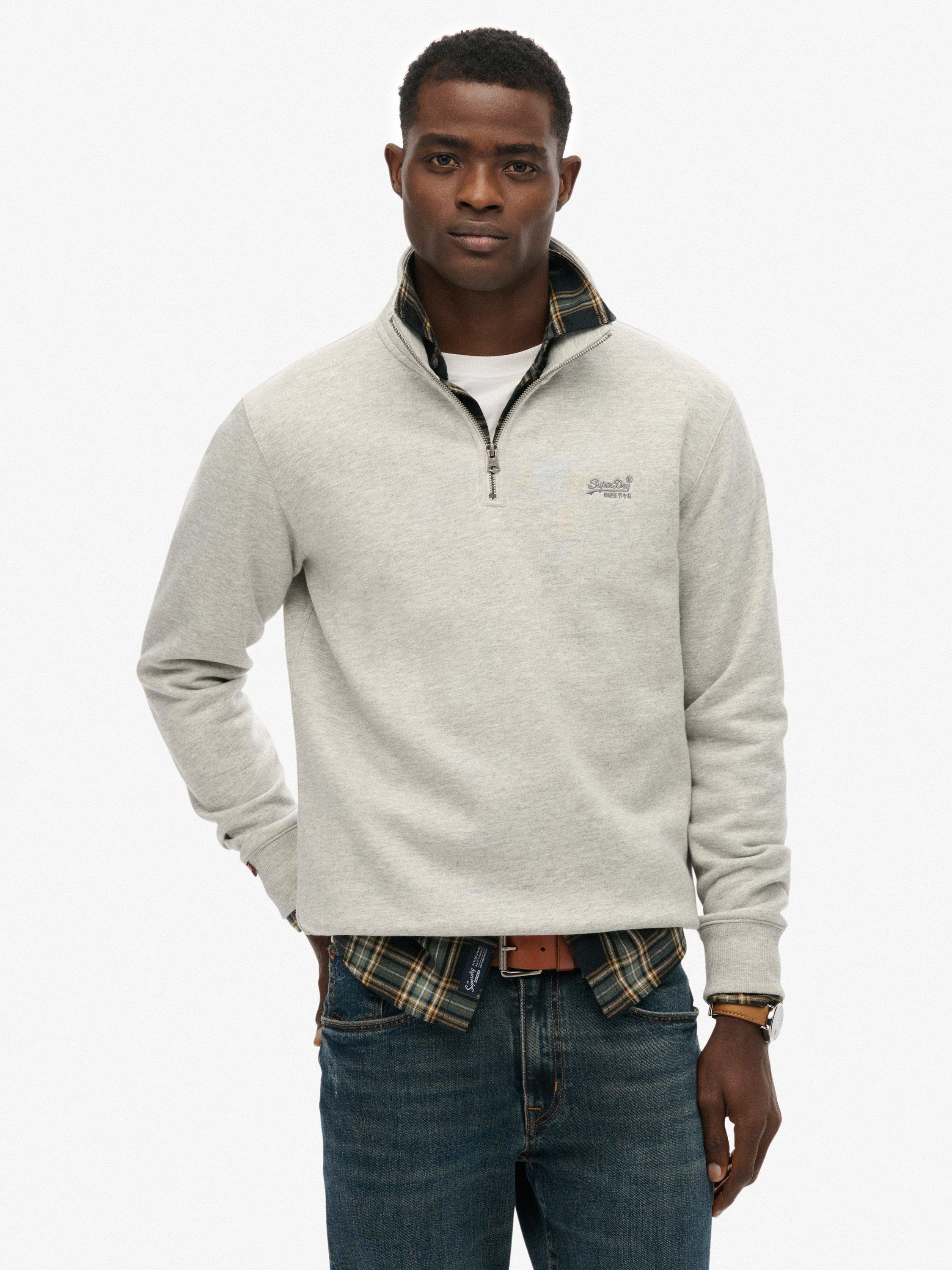 Product image 1 of 6, which shows Superdry Essential Logo Half Zip Sweatshirt, Varsity Grey Gindle, XXL