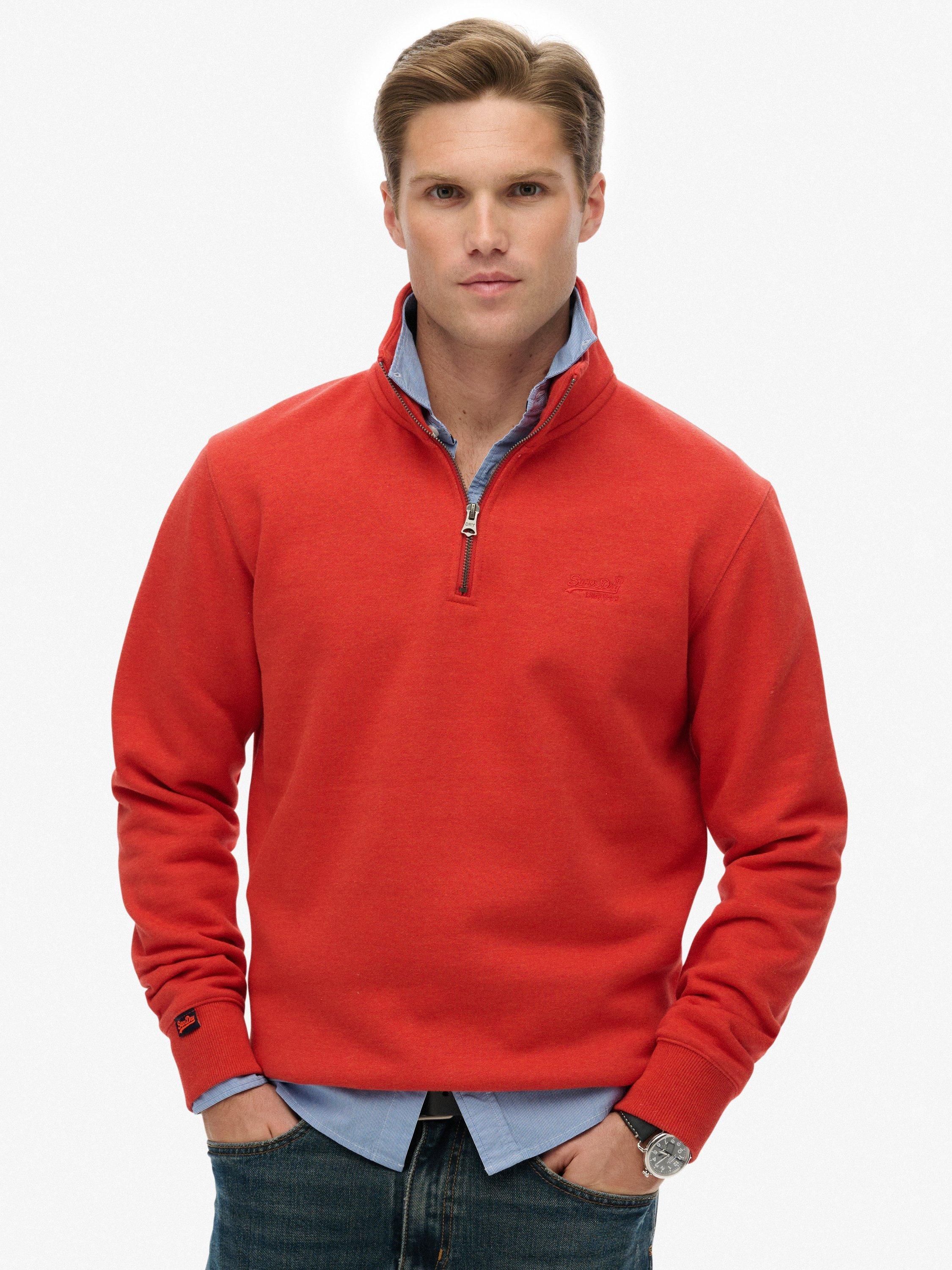 Product image 1 of 6, which shows Superdry Essential Logo Half Zip Jumper, Cinnabar Orange Marl, XXL