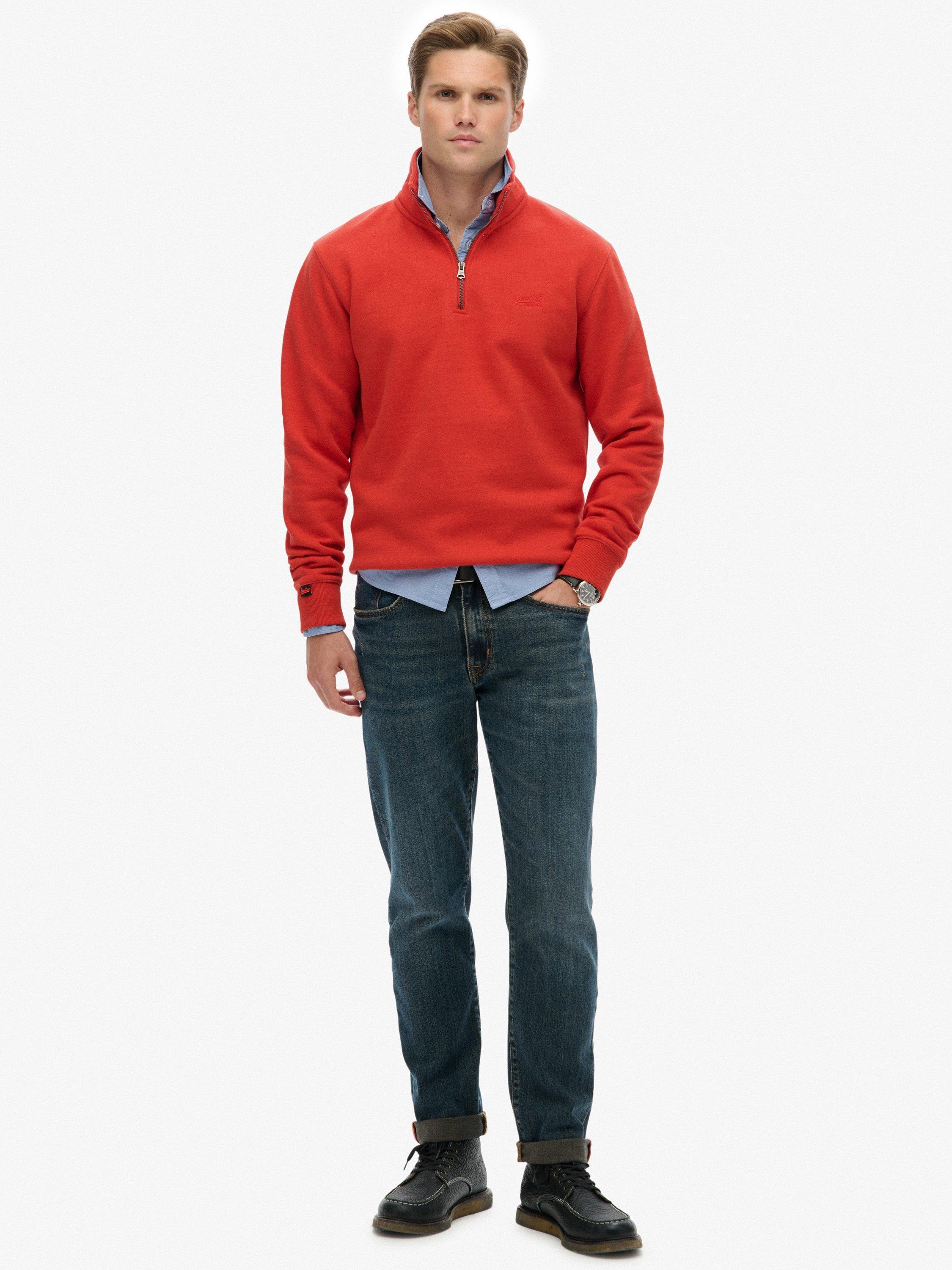 Product image 3 of 6, which shows Superdry Essential Logo Half Zip Jumper, Cinnabar Orange Marl, XXL