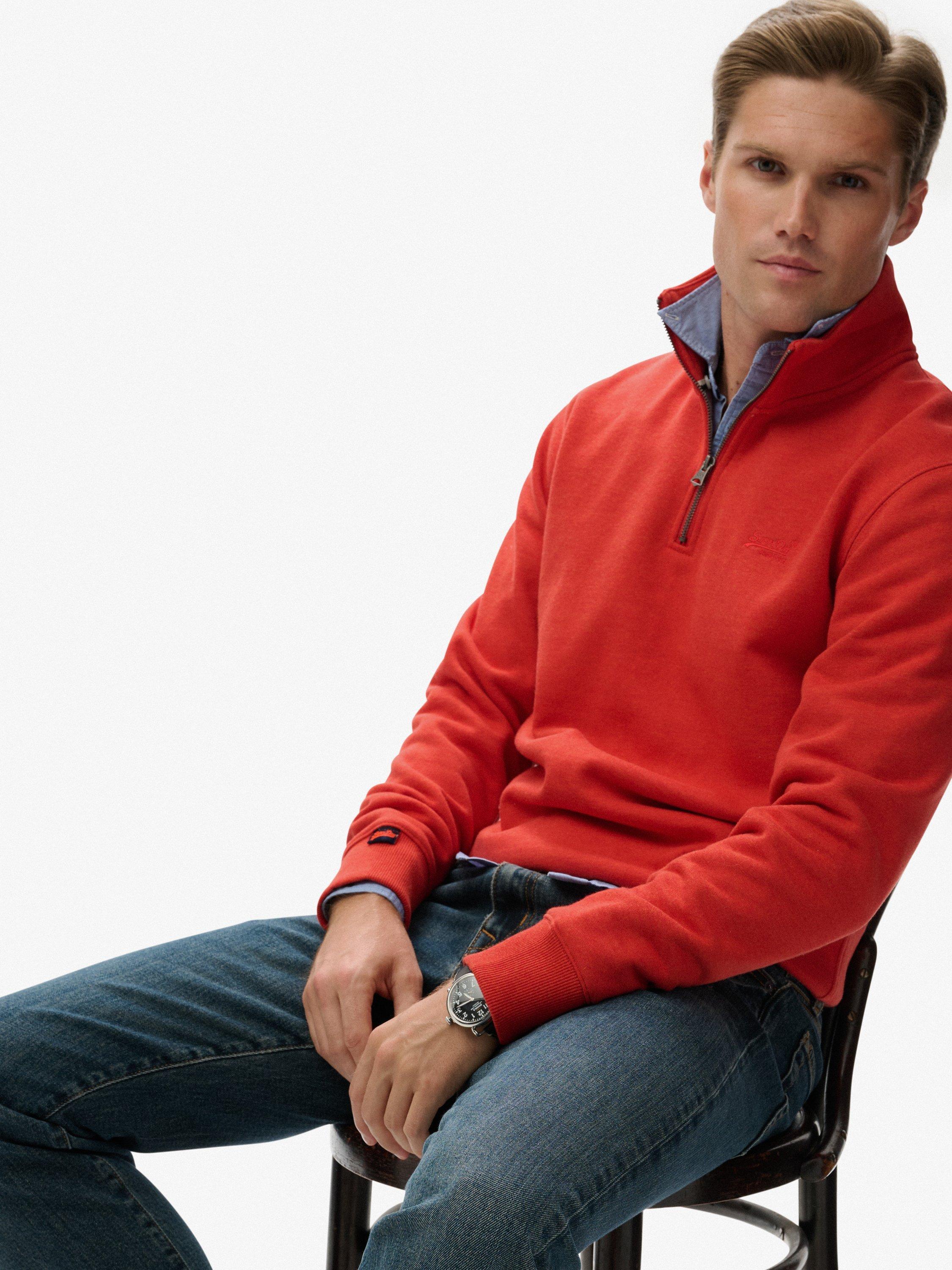 Product image 4 of 6, which shows Superdry Essential Logo Half Zip Jumper, Cinnabar Orange Marl, XXL