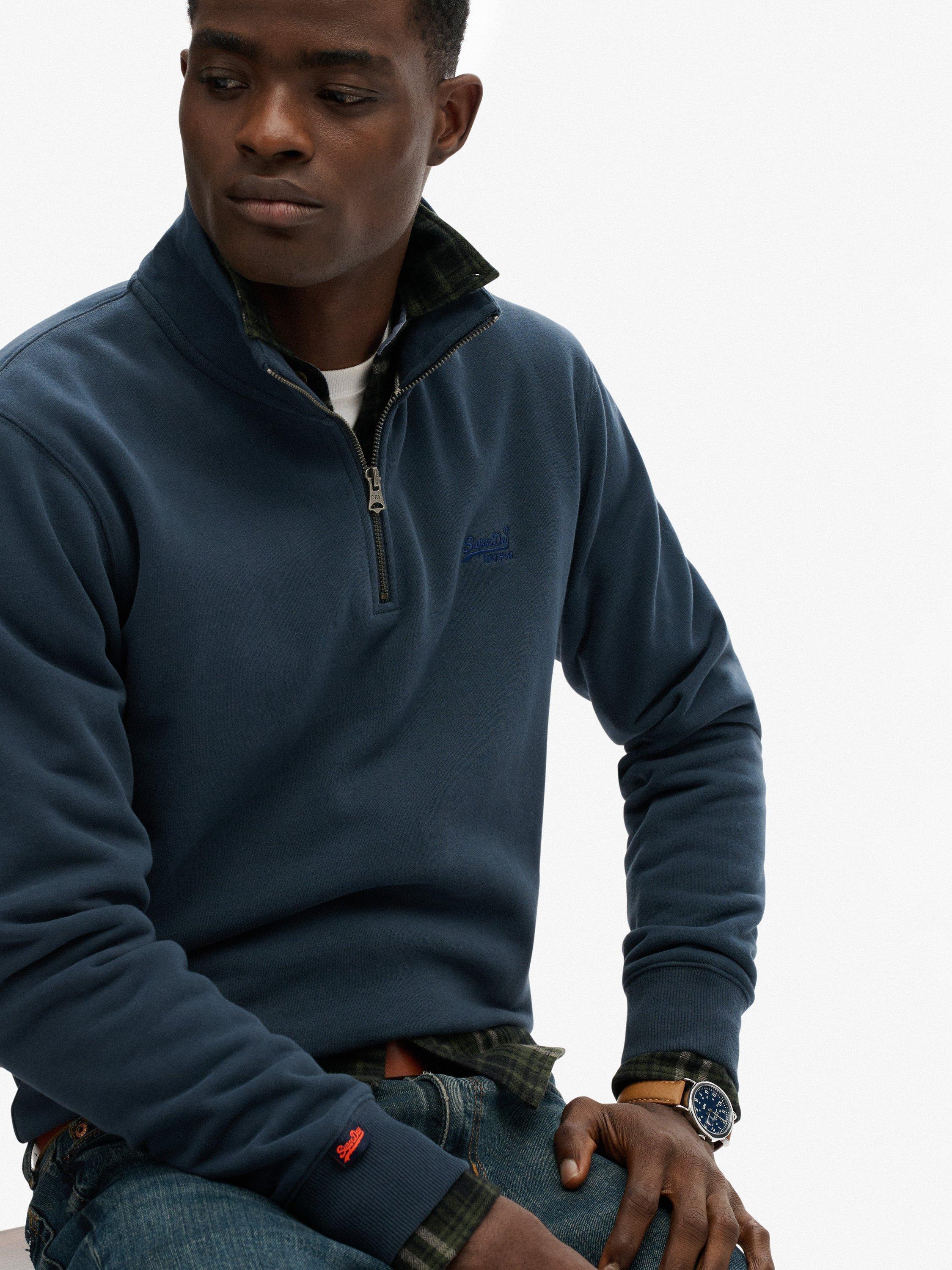 Product image 4 of 6, which shows Superdry Essential Logo Half Zip Sweatshirt, Lauren Navy, L