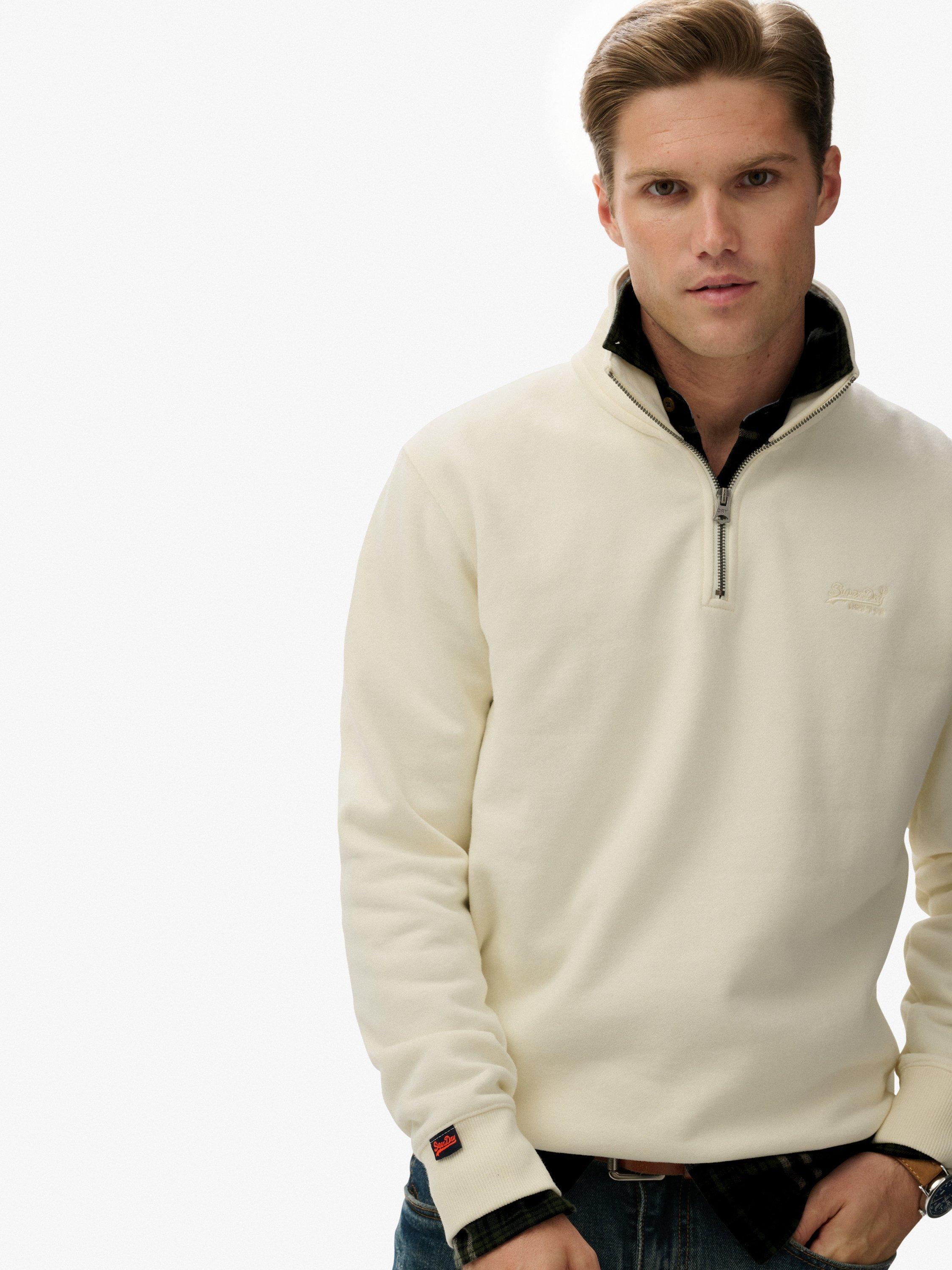 Product image 4 of 6, which shows Superdry Essential Logo Half Zip Sweatshirt, Dusty White, XXL