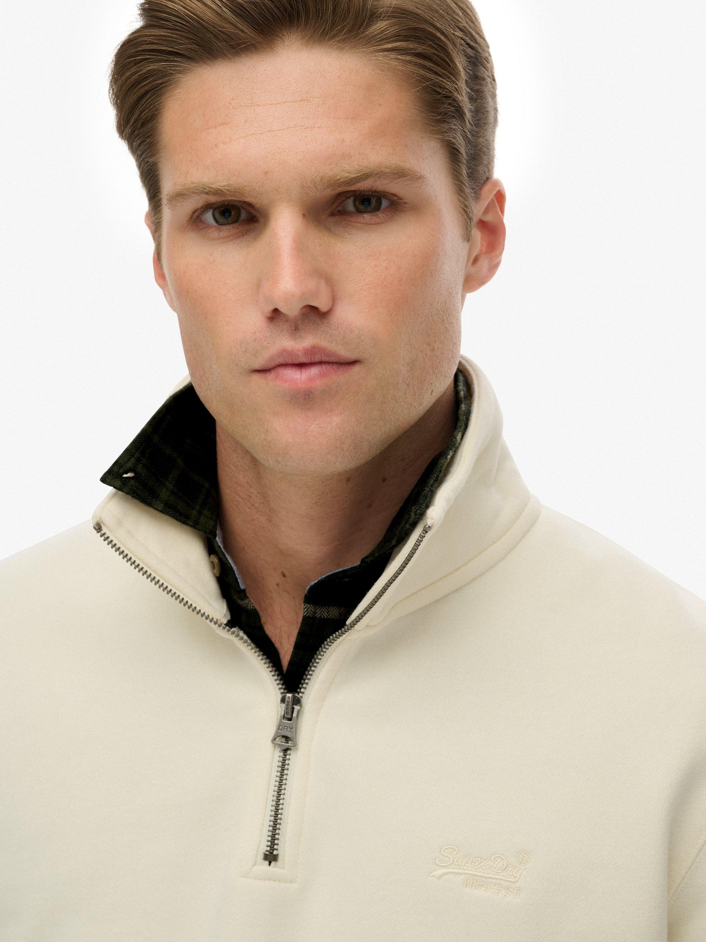 Product image 5 of 6, which shows Superdry Essential Logo Half Zip Sweatshirt, Dusty White, XXL