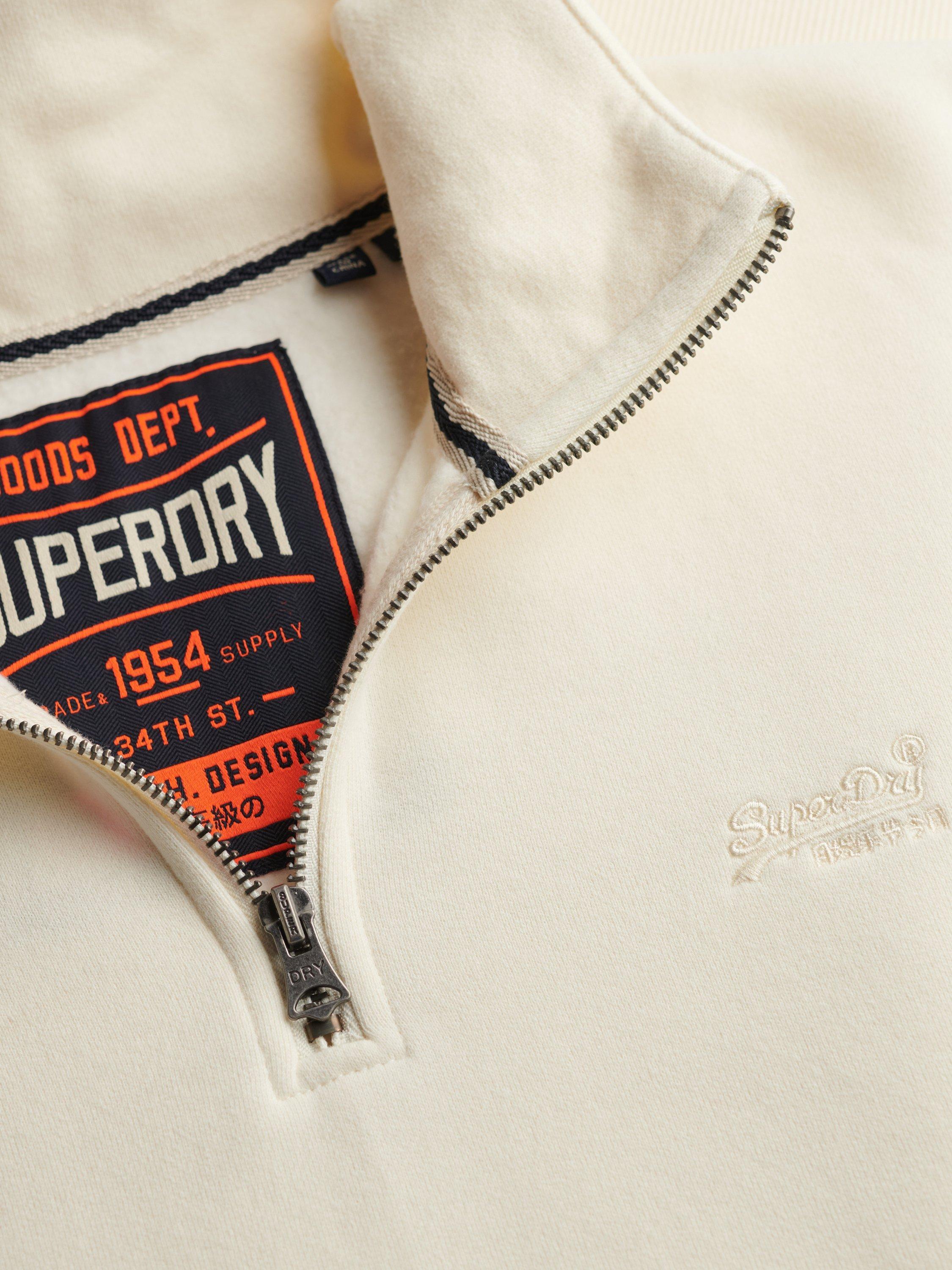 Product image 6 of 6, which shows Superdry Essential Logo Half Zip Sweatshirt, Dusty White, XXL