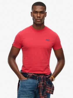 Superdry Organic Cotton Short Sleeve Crew Neck T-Shirt, Cranberry Crush Red