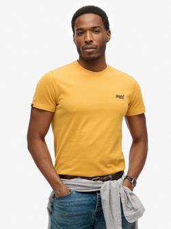 Superdry Organic Cotton Essential Logo T-Shirt, Ochre Brown/Denim