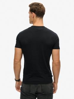 Superdry Organic Cotton Short Sleeve Crew Neck T-Shirt - view 2, Black/Hazard Orange