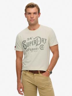 Superdry Heritage Brand Relaxed Fit Cotton T-Shirt, Riff White, Riff White