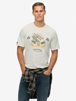 Superdry Campaign Souvenir Loose Fit Cotton T-Shirt, Cream, Cream