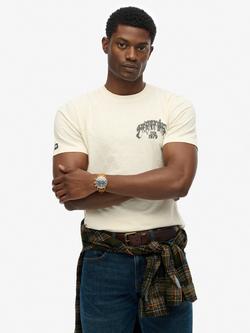 Superdry Biker Rock Relaxed Fit Cotton T-Shirt, Cream, Cream